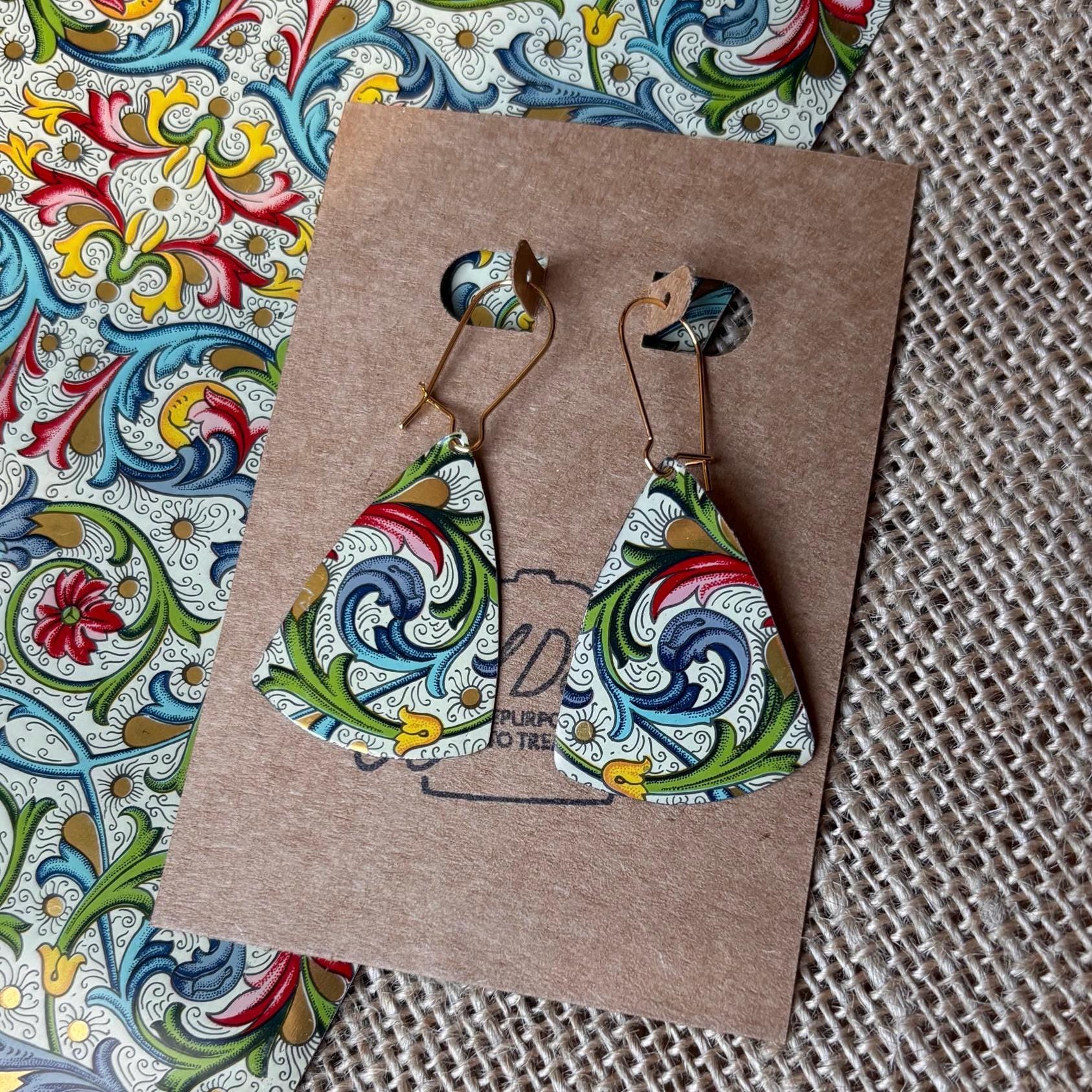 Eco-Friendly Earrings | Upcycled Vintage Tin Jewelry