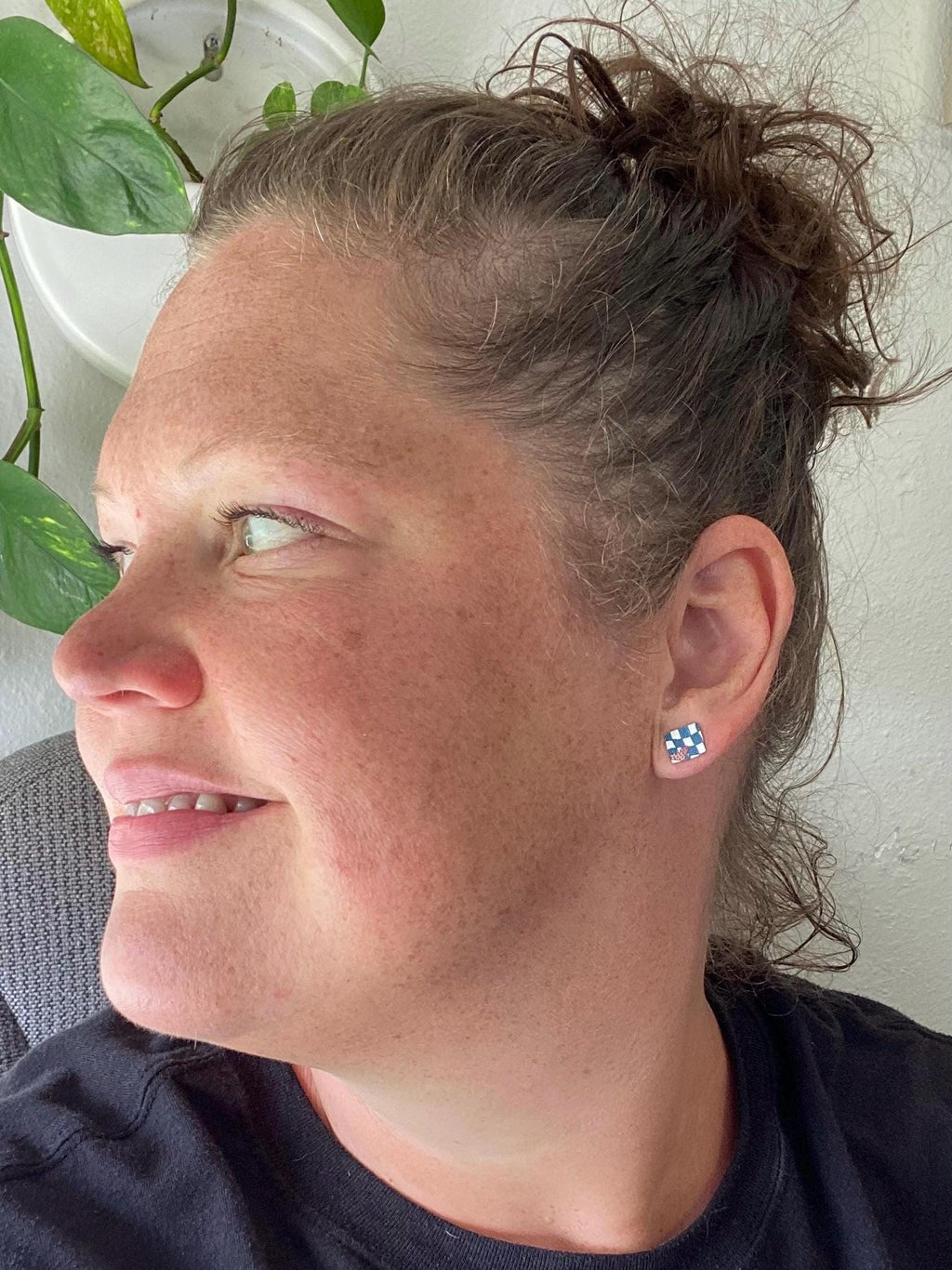 Vintage Recycled Tin Earrings, Stud Earrings