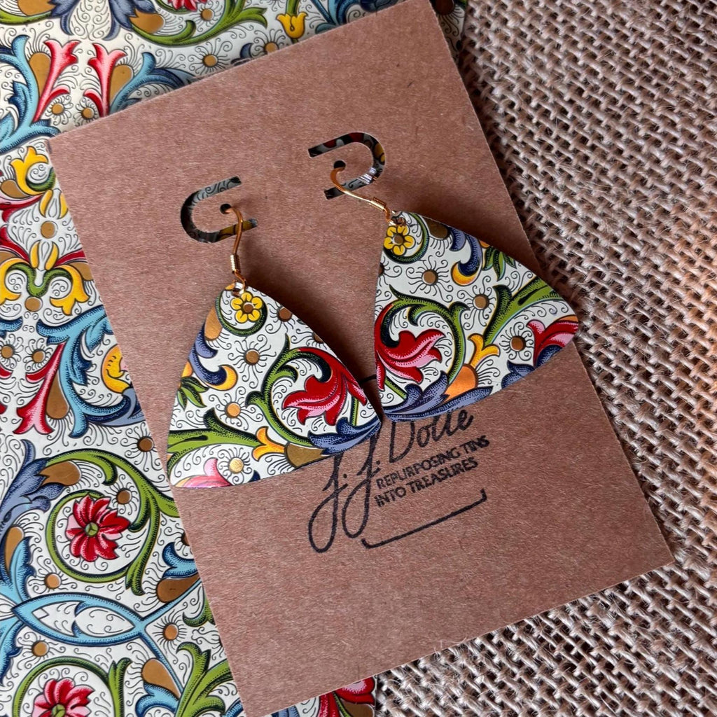 Eco-Friendly Earrings | Upcycled Vintage Tin Jewelry