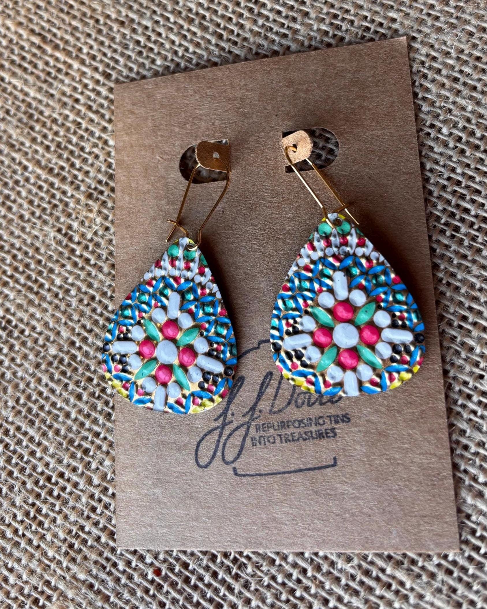 Eco-Friendly Earrings | Upcycled Vintage Tin Jewelry