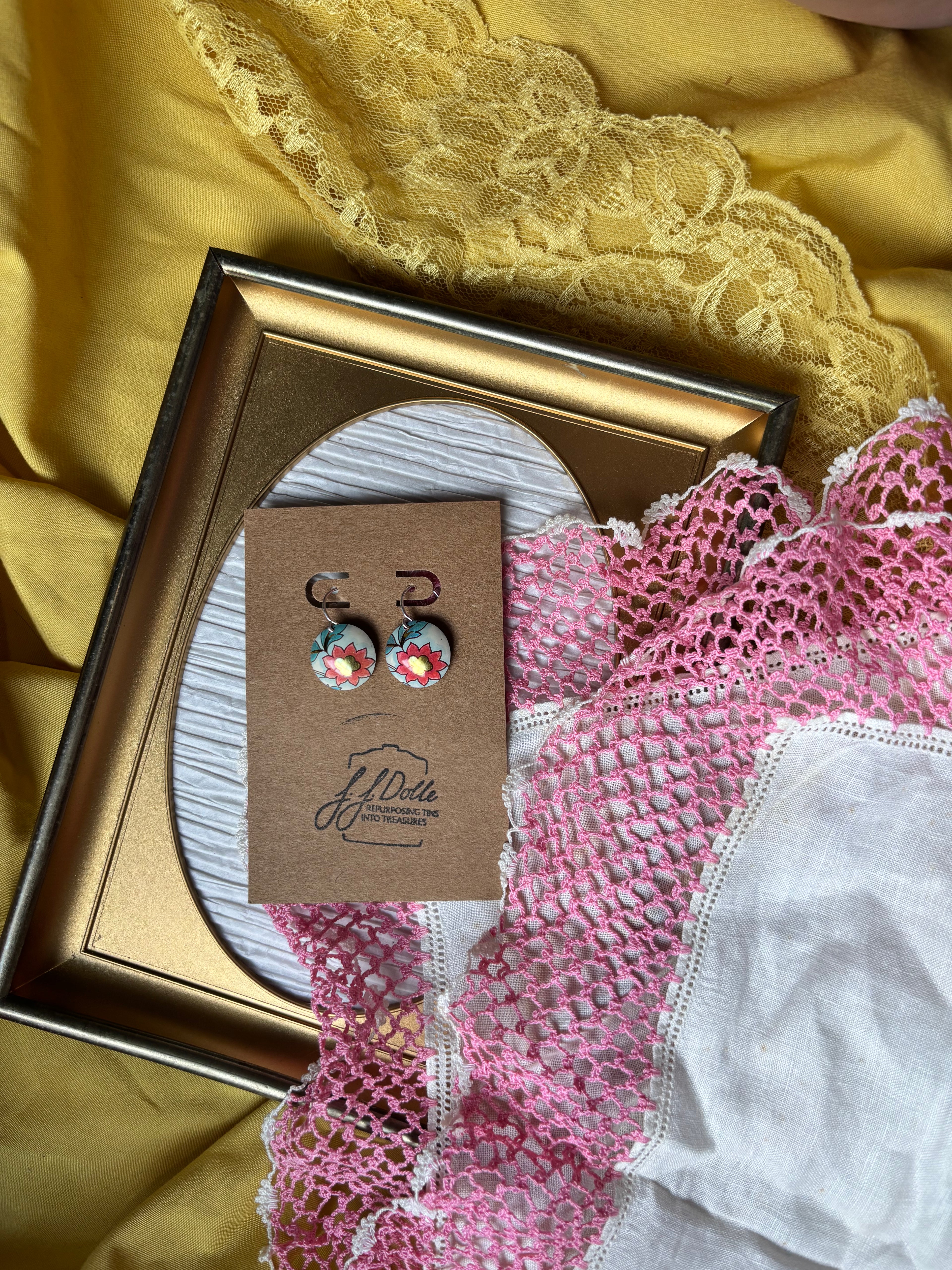 Vintage Tin Earrings – Lightweight Floral Earrings
