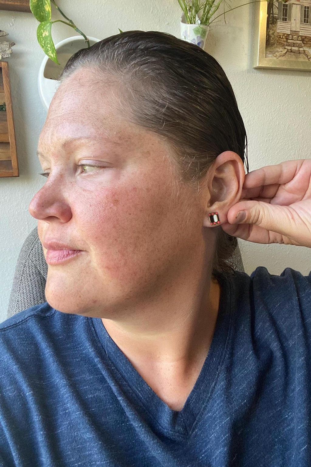 Vintage Recycled Tin Earrings, Stud Earrings