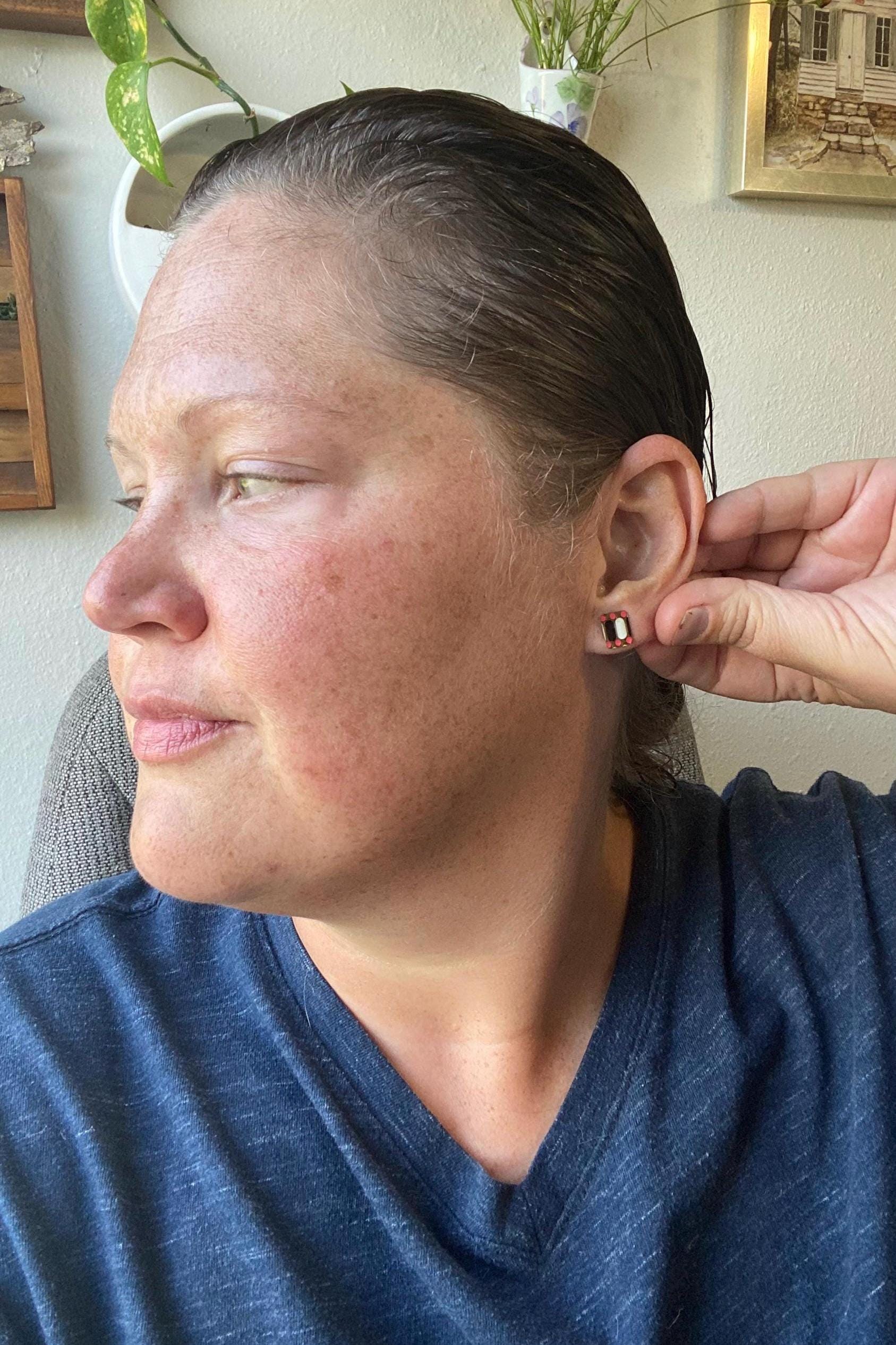 Vintage Recycled Tin Earrings, Stud Earrings