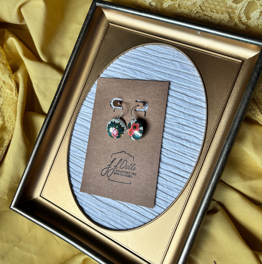 Vintage Tin Earrings – Lightweight Floral Earrings