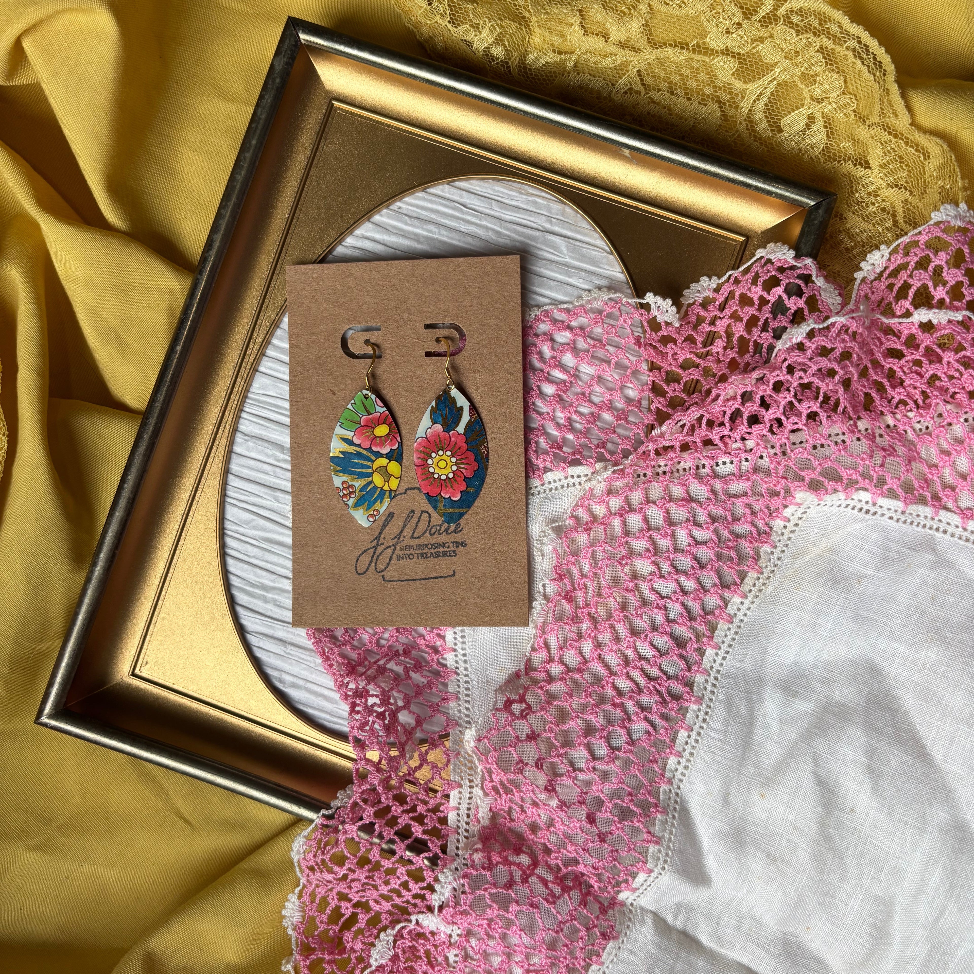 Vintage Tin Earrings – Lightweight Floral Earrings