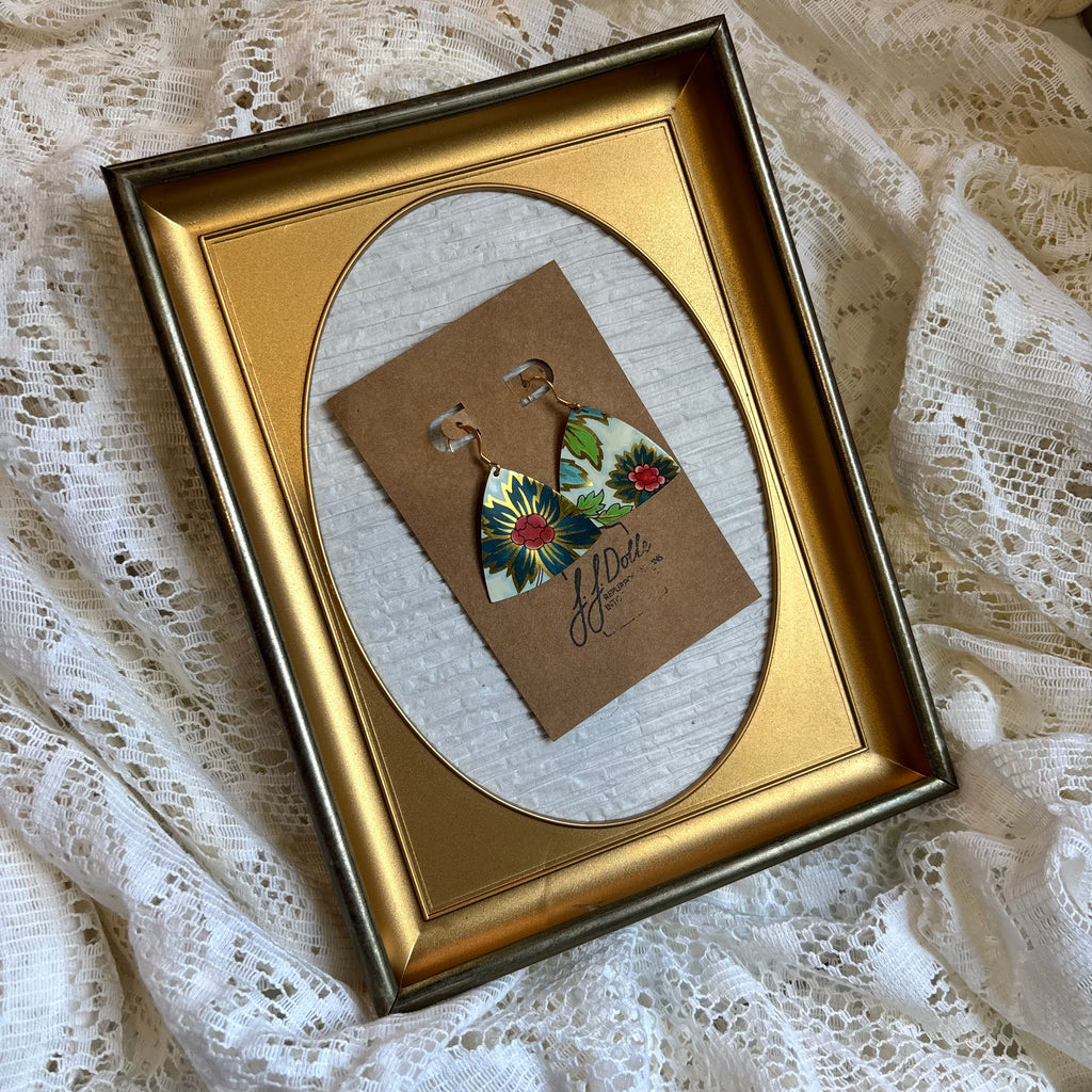 Vintage Tin Earrings – Lightweight Floral Earrings