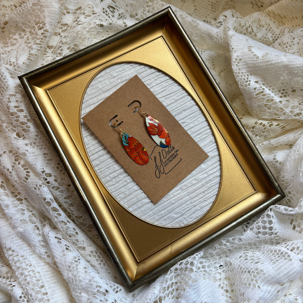 Vintage Tin Earrings – Lightweight Floral Earrings