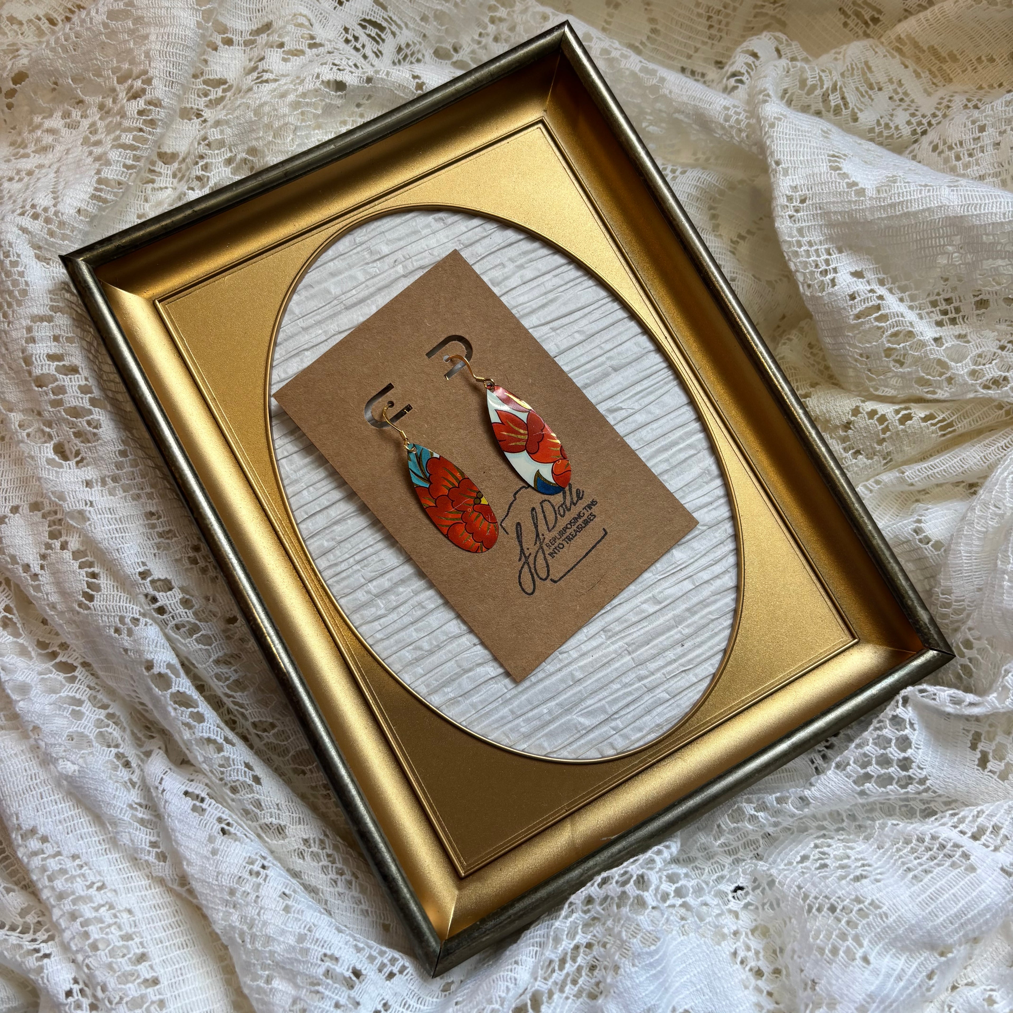 Vintage Tin Earrings – Lightweight Floral Earrings