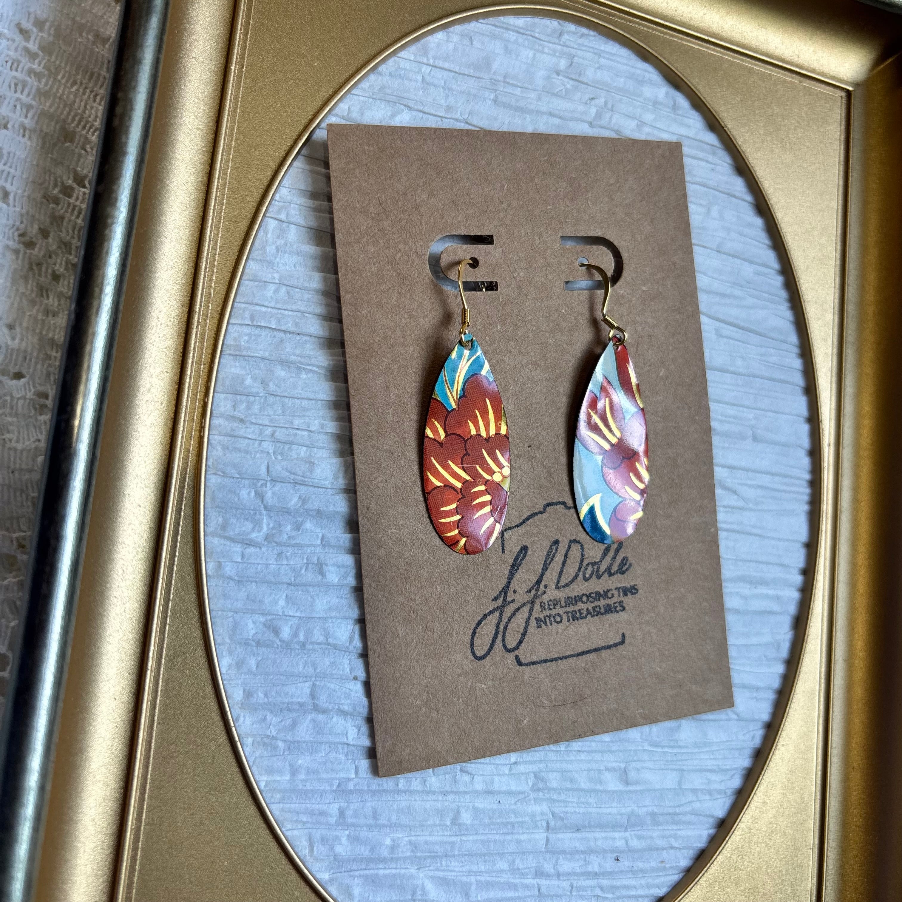 Vintage Tin Earrings – Lightweight Floral Earrings