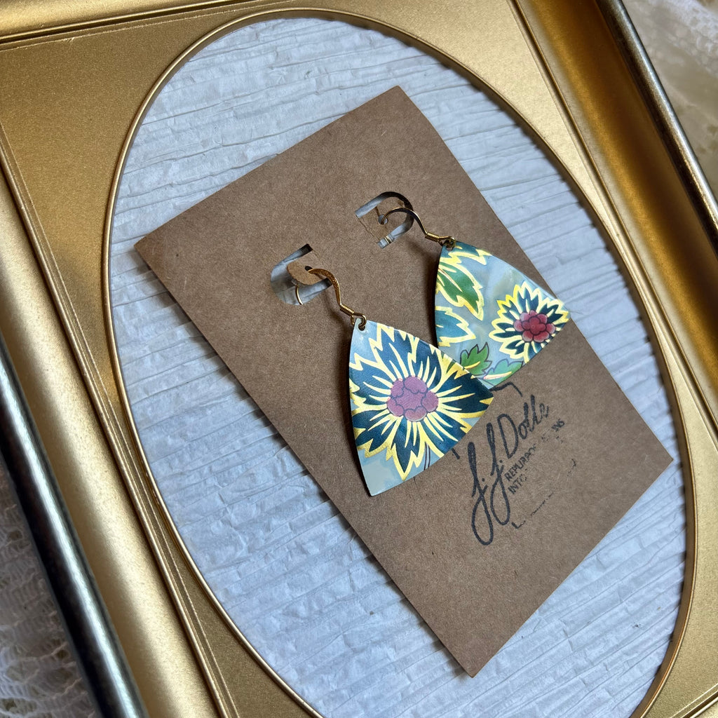 Vintage Tin Earrings – Lightweight Floral Earrings