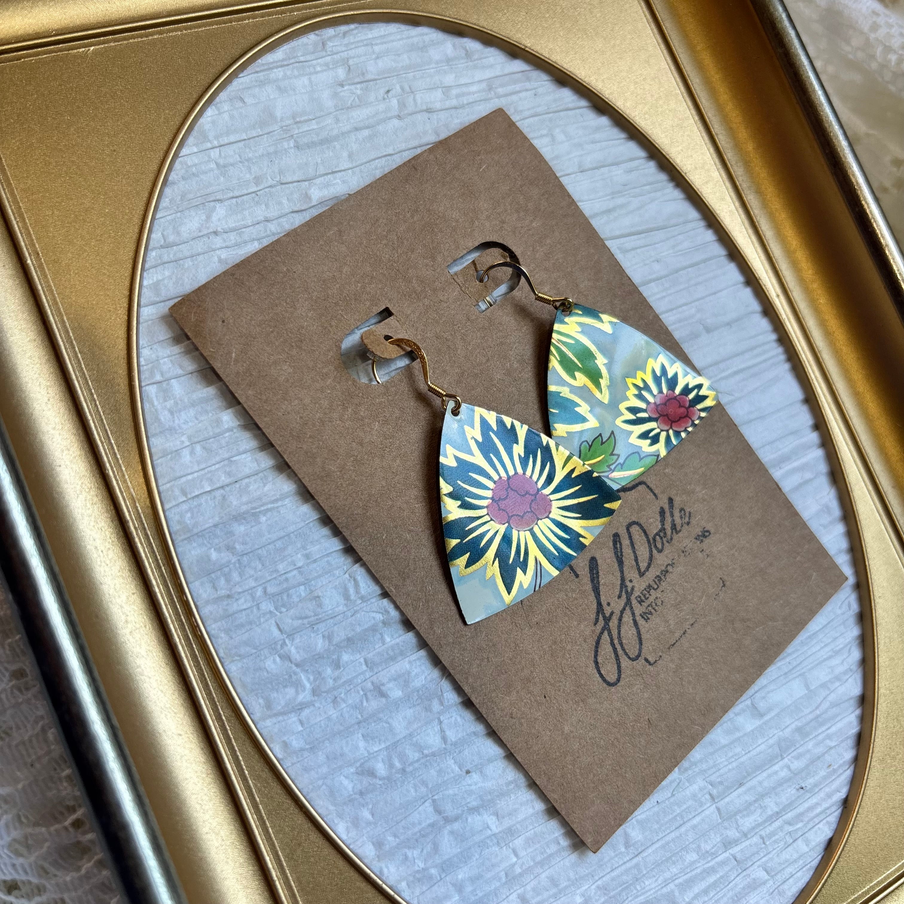 Vintage Tin Earrings – Lightweight Floral Earrings