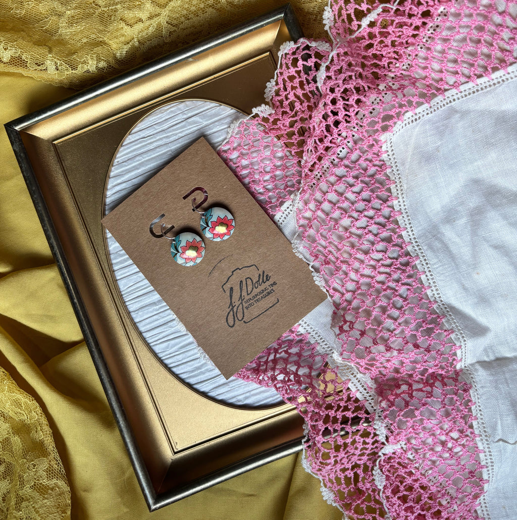 Vintage Tin Earrings – Lightweight Floral Earrings