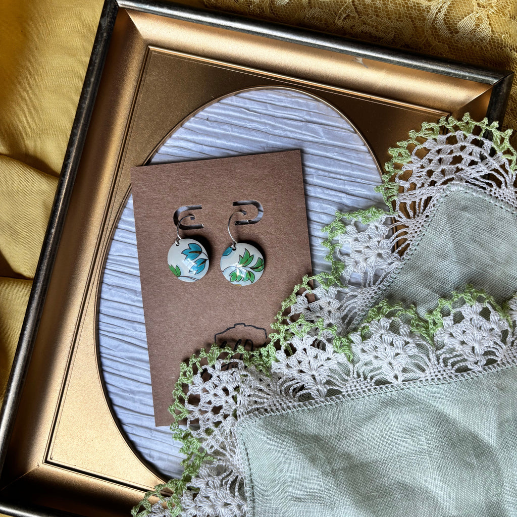 Vintage Tin Earrings – Lightweight Floral Earrings