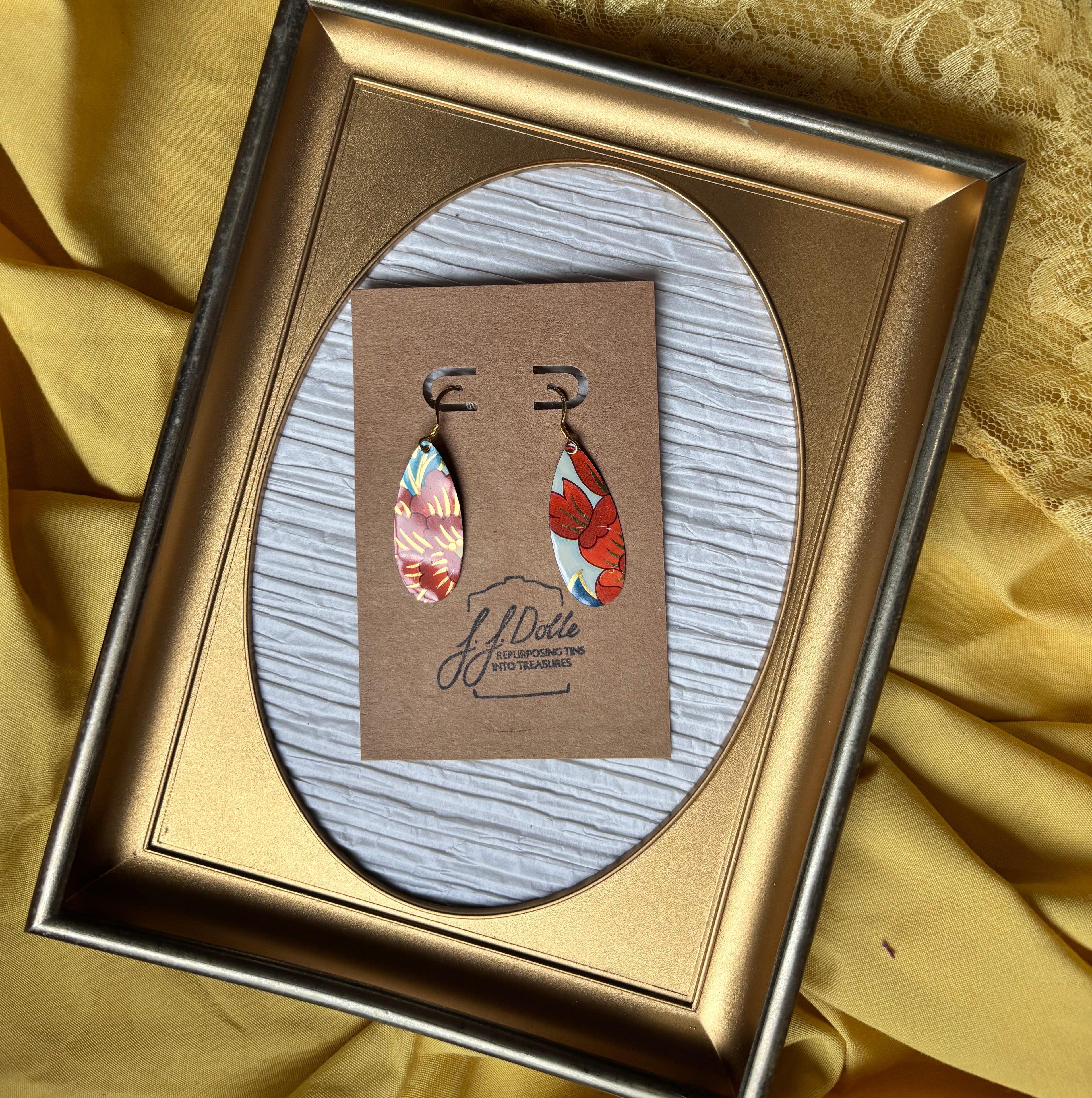 Vintage Tin Earrings – Lightweight Floral Earrings