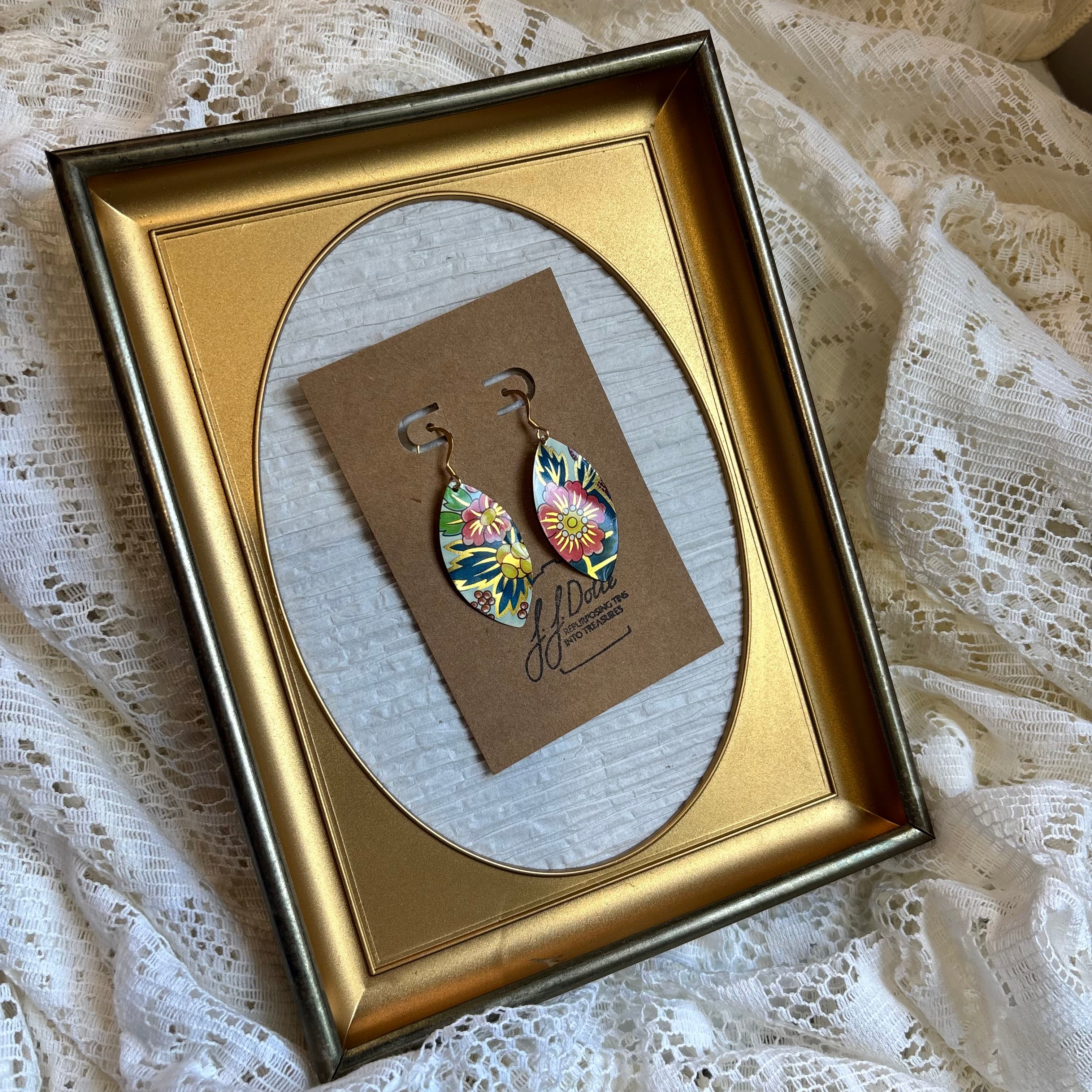 Vintage Tin Earrings – Lightweight Floral Earrings