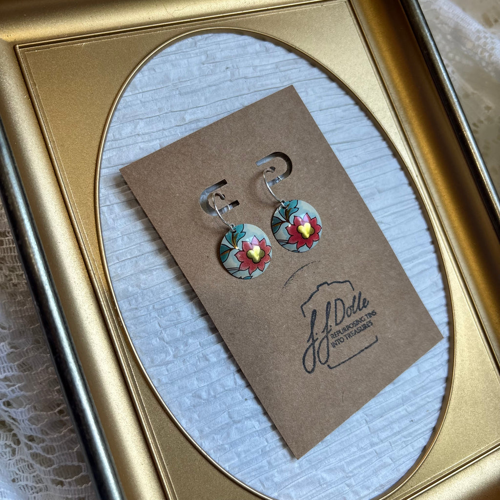 Vintage Tin Earrings – Lightweight Floral Earrings