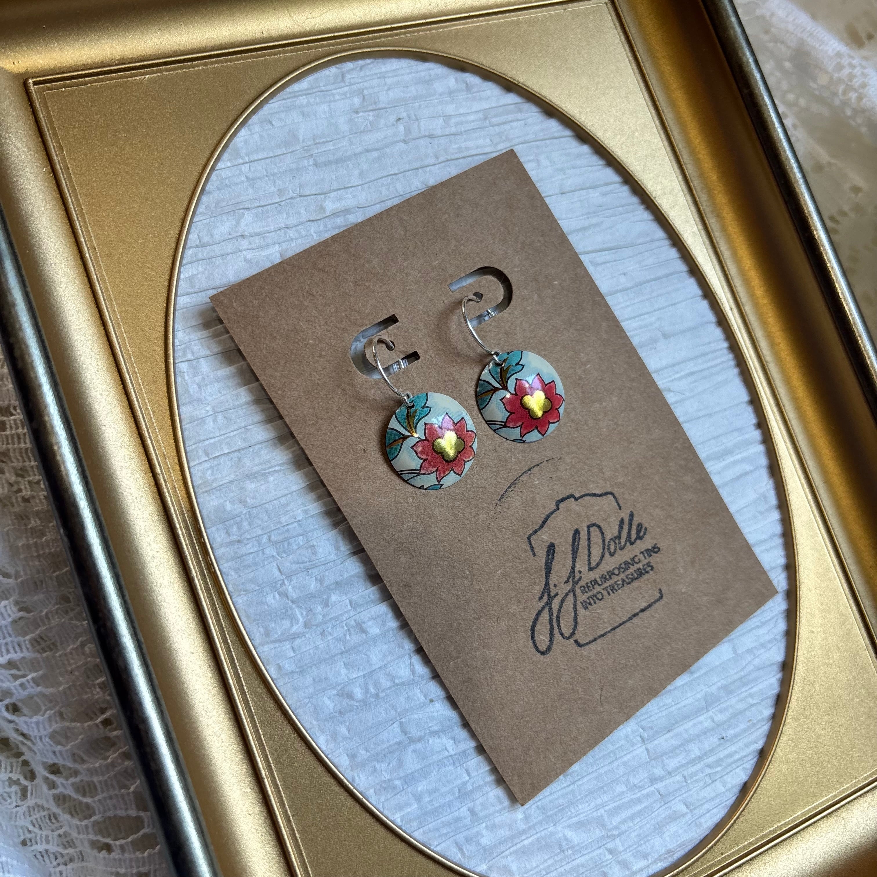 Vintage Tin Earrings – Lightweight Floral Earrings