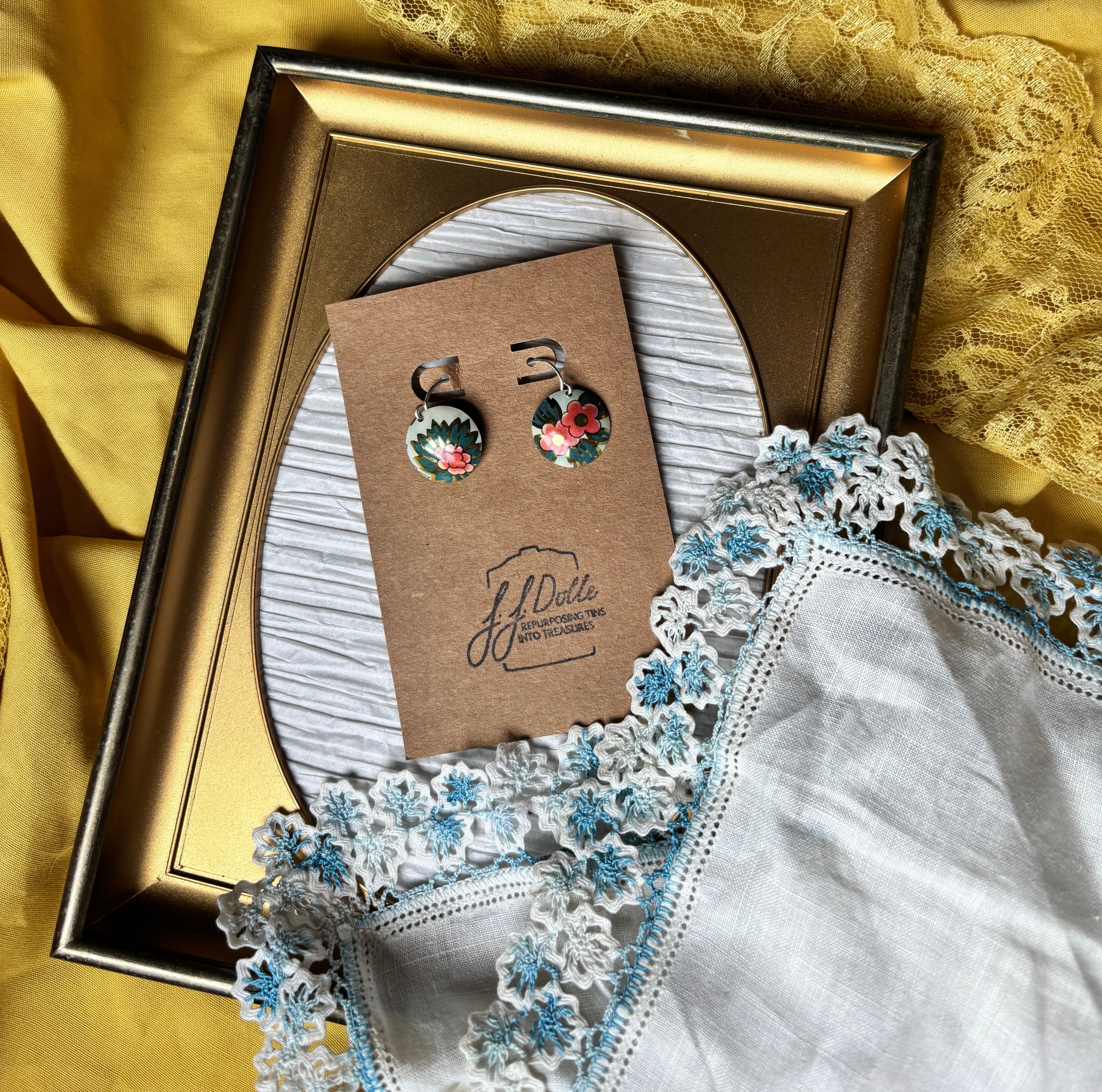 Vintage Tin Earrings – Lightweight Floral Earrings