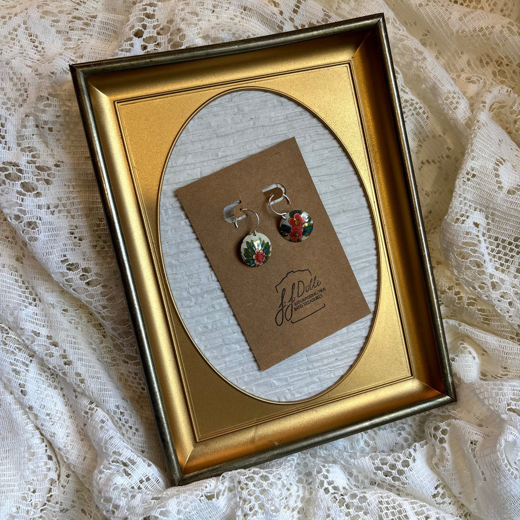 Vintage Tin Earrings – Lightweight Floral Earrings