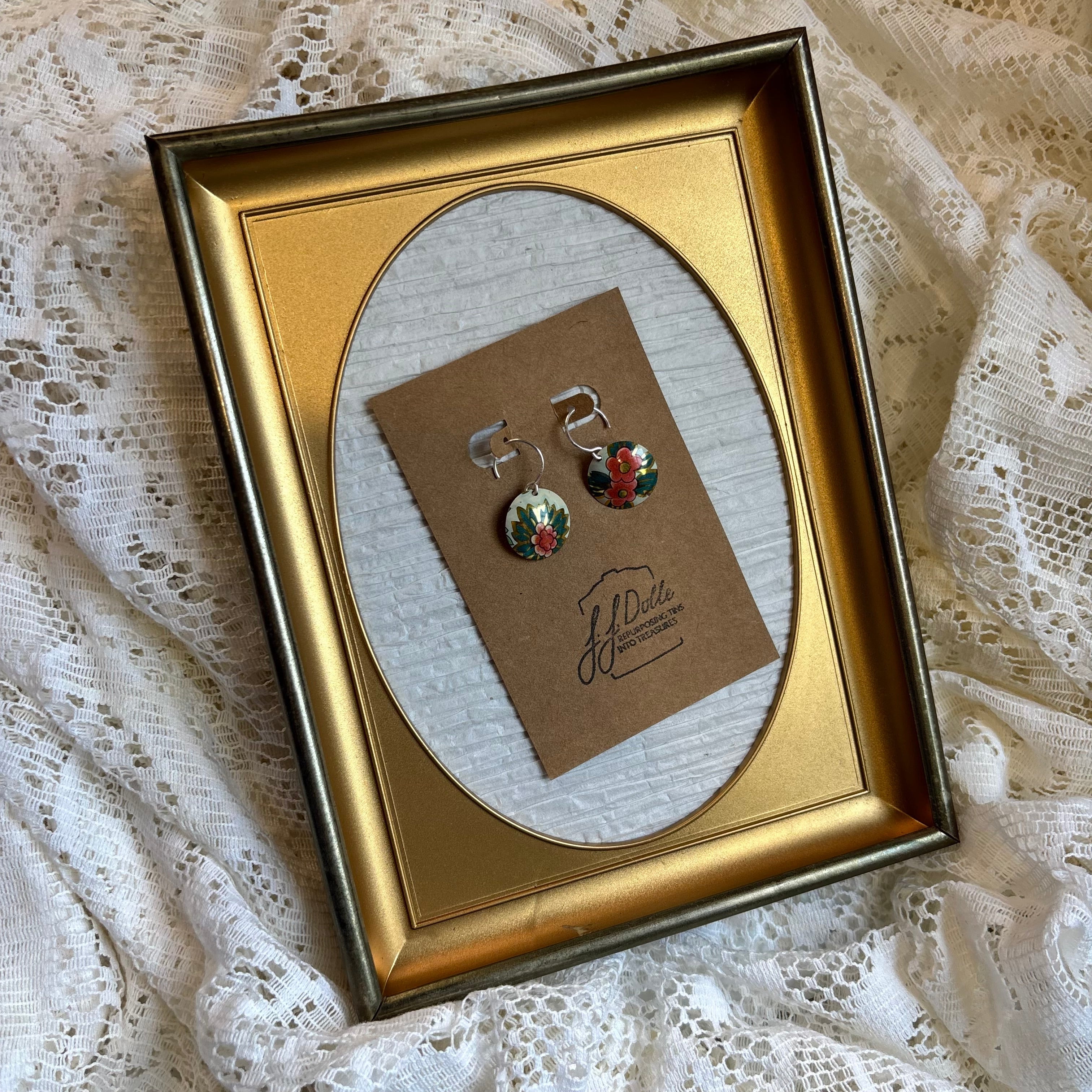 Vintage Tin Earrings – Lightweight Floral Earrings