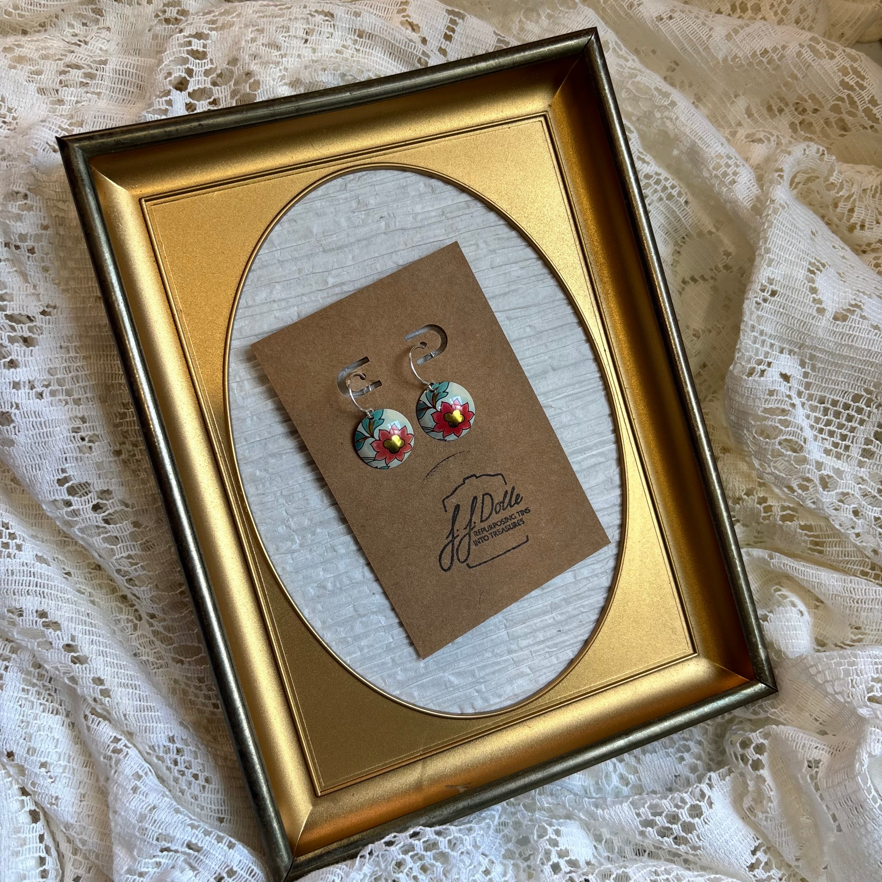 Vintage Tin Earrings – Lightweight Floral Earrings