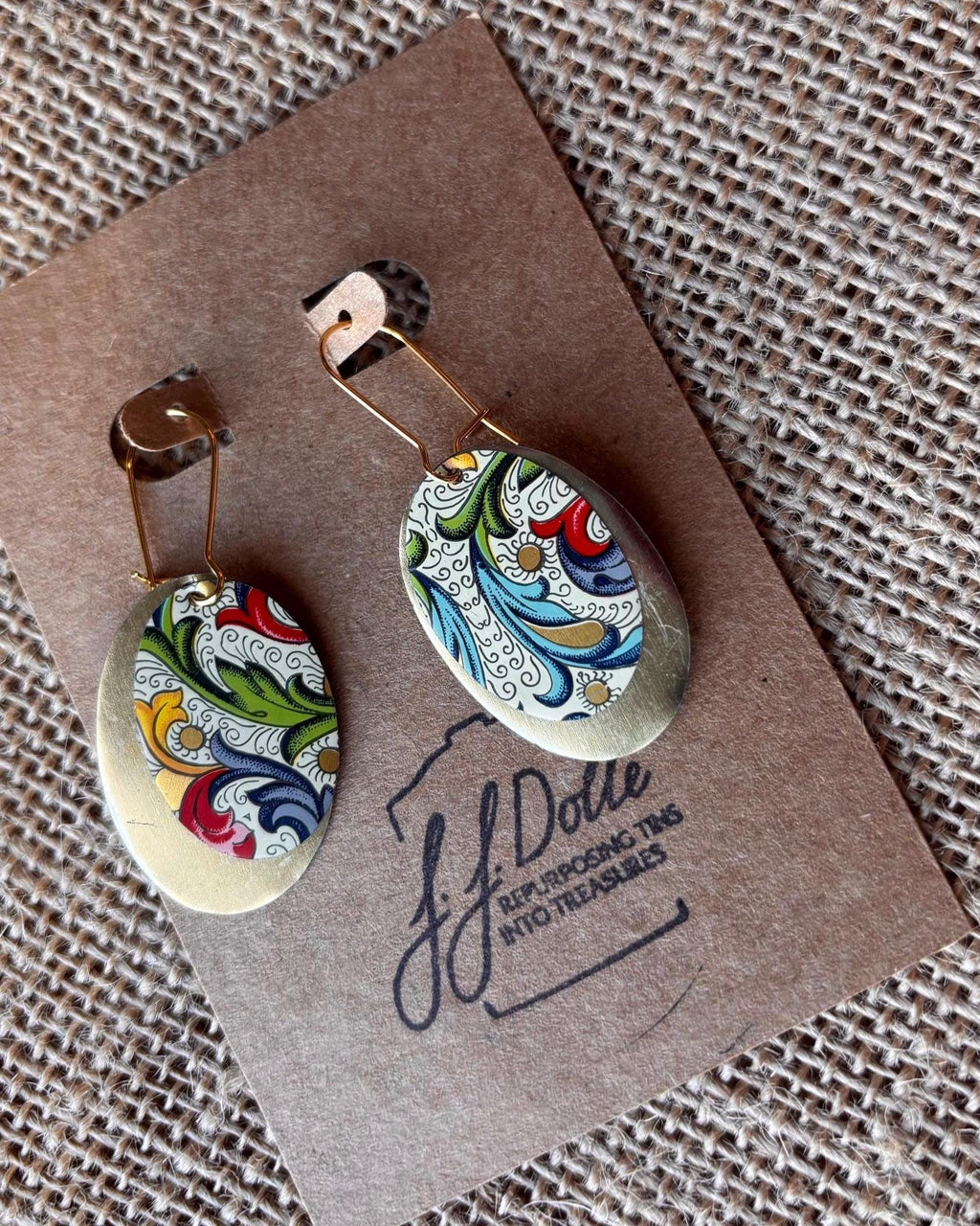 Eco-Friendly Earrings | Upcycled Vintage Tin Jewelry