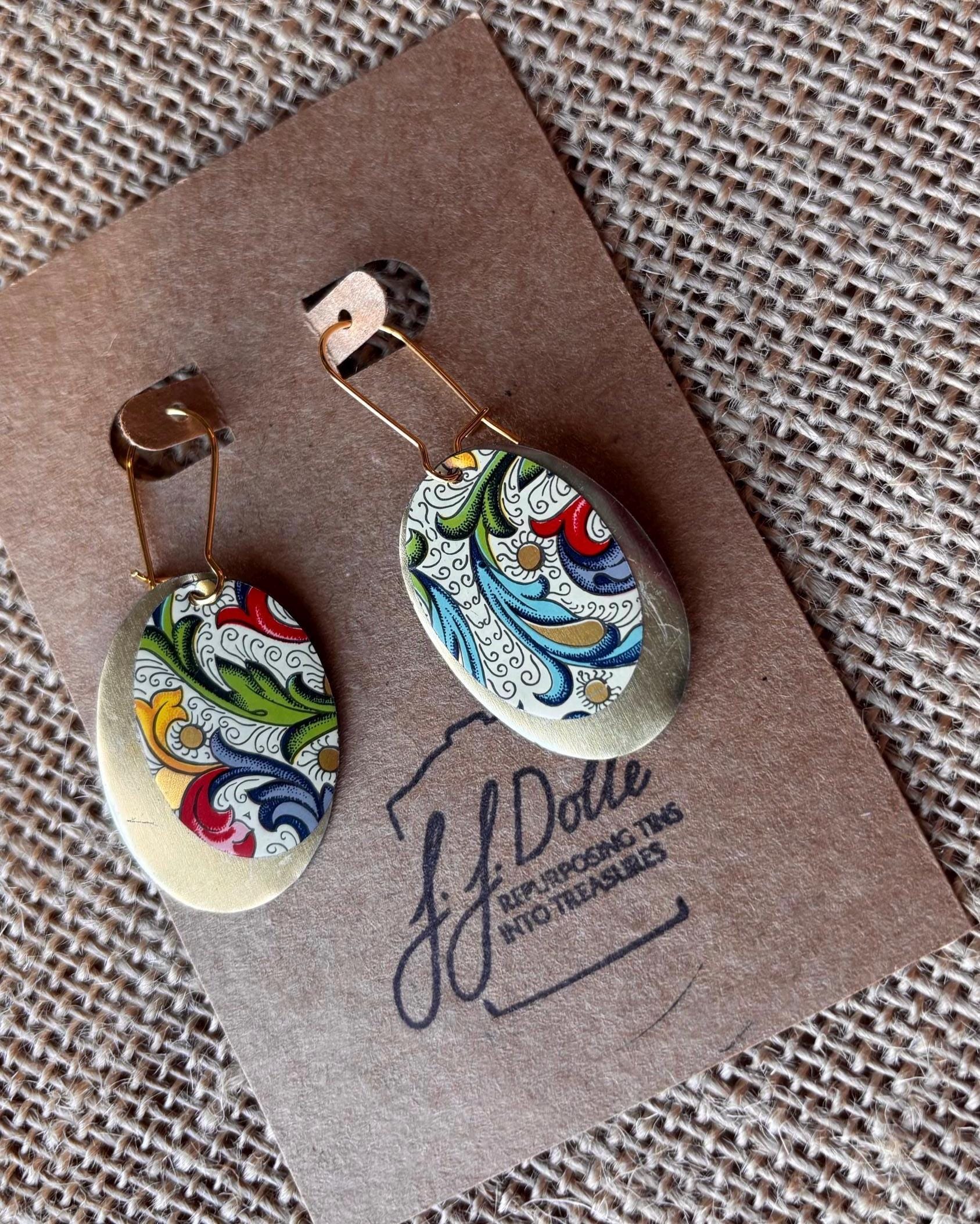 Eco-Friendly Earrings | Upcycled Vintage Tin Jewelry