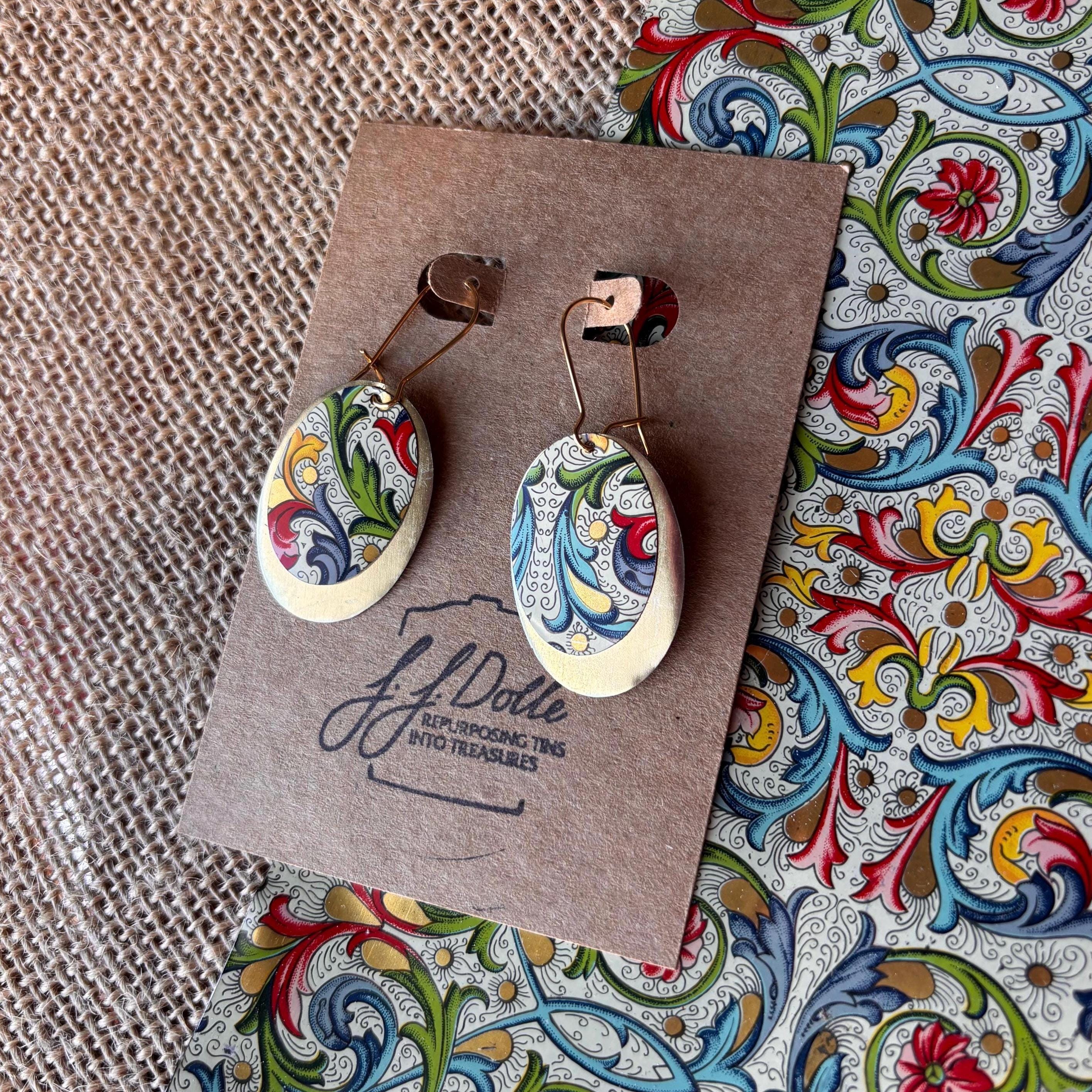 Eco-Friendly Earrings | Upcycled Vintage Tin Jewelry