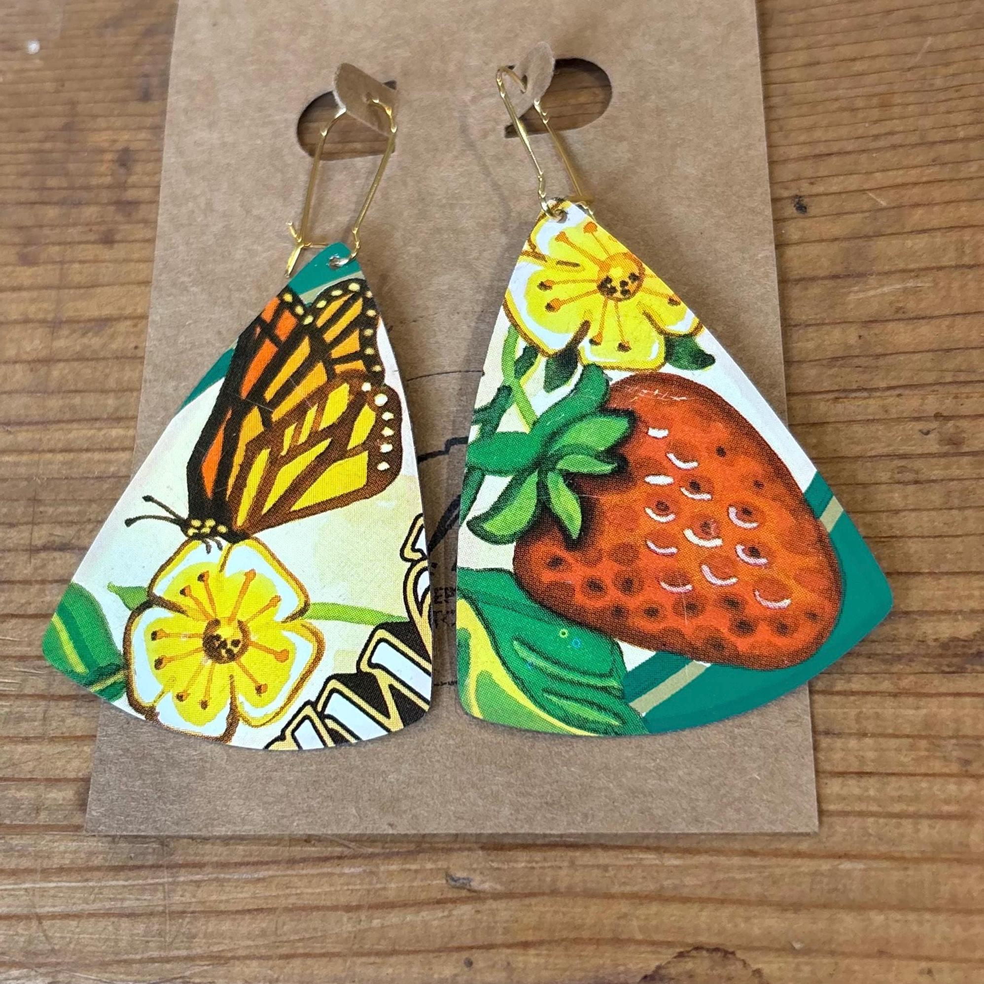 Eco-Friendly Earrings | Strawberry Vintage Tin Jewelry