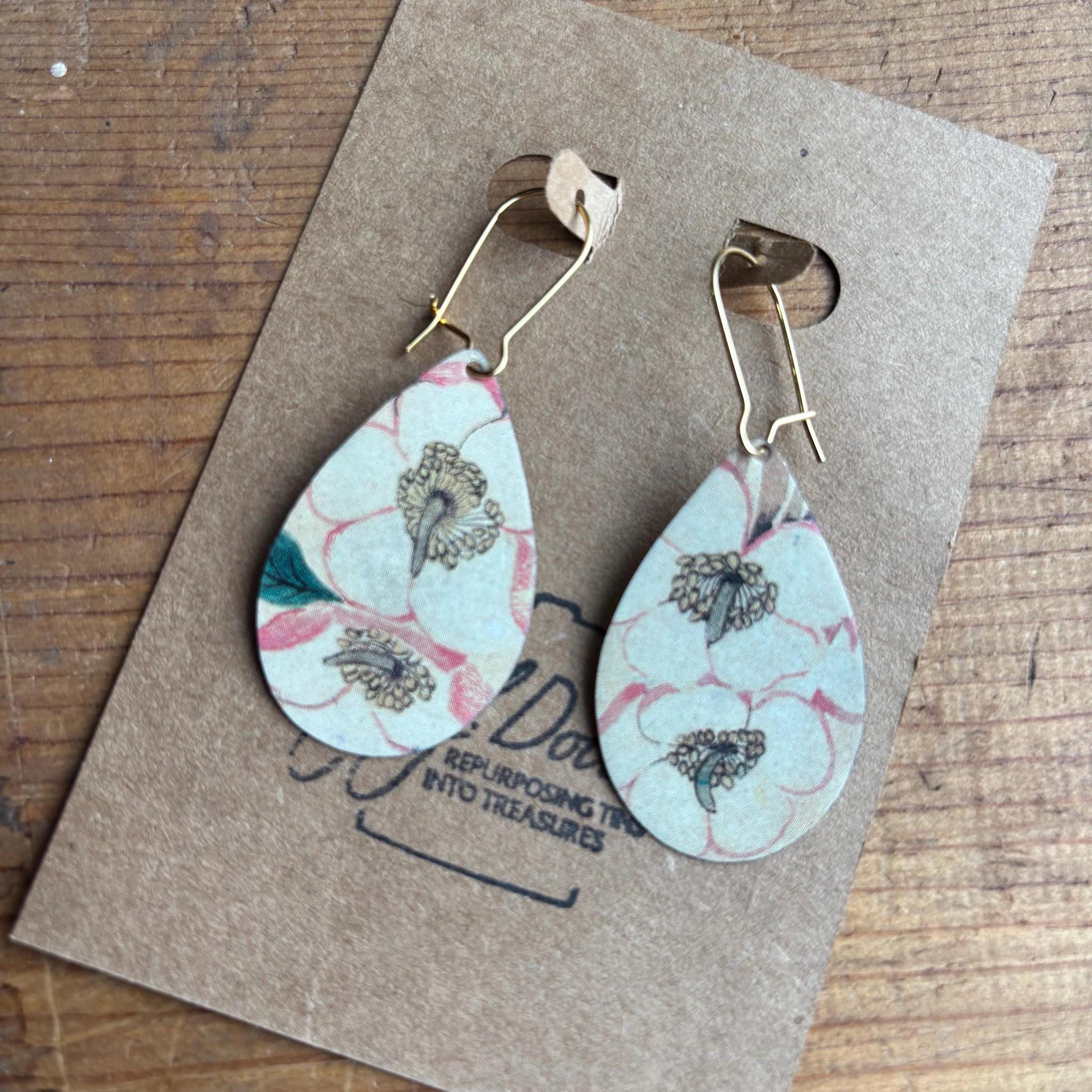 Eco-Friendly Earrings | Upcycled Vintage Tin Jewelry | Floral Jewelry