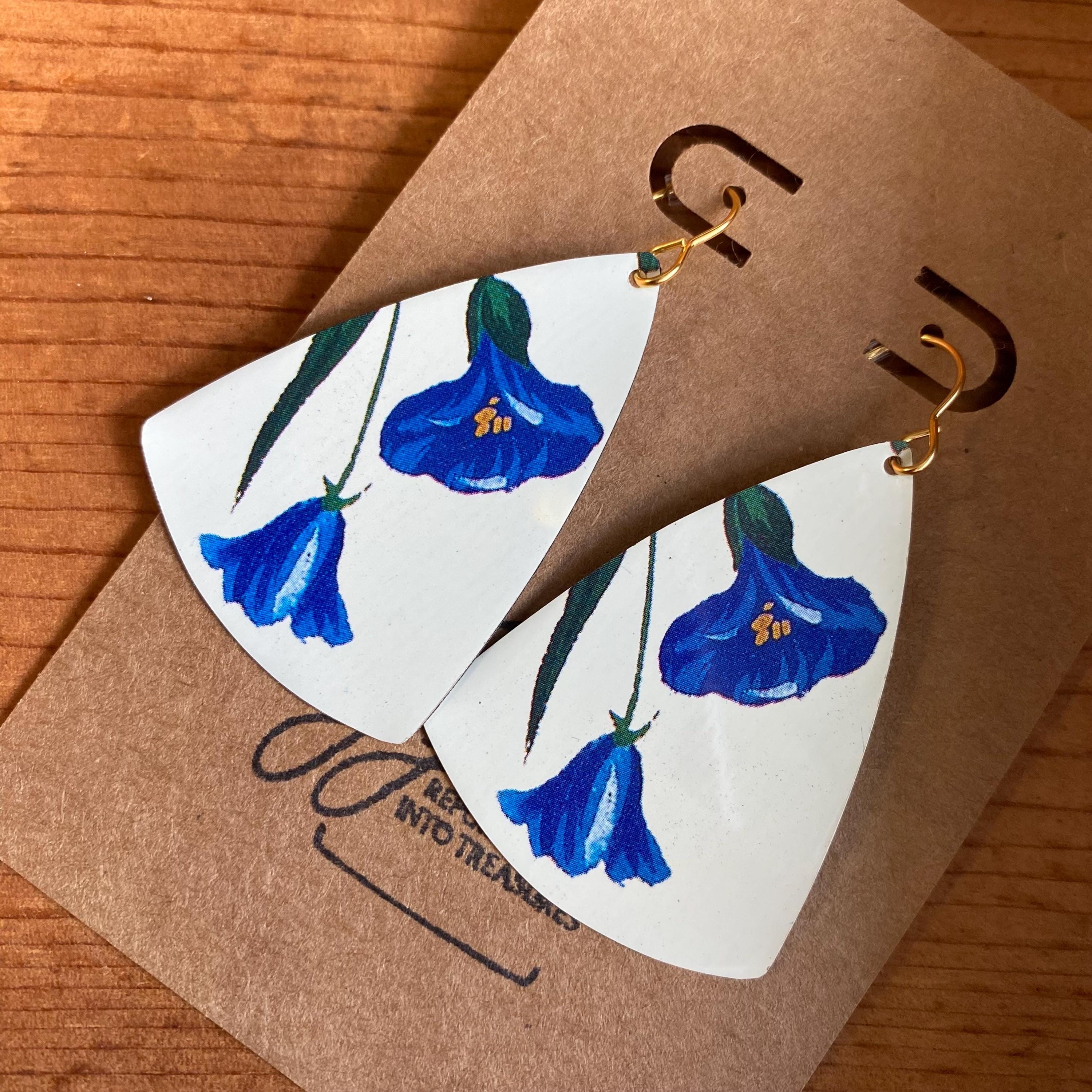 Vintage Tin Earrings, Repurposed Tin Jewelry