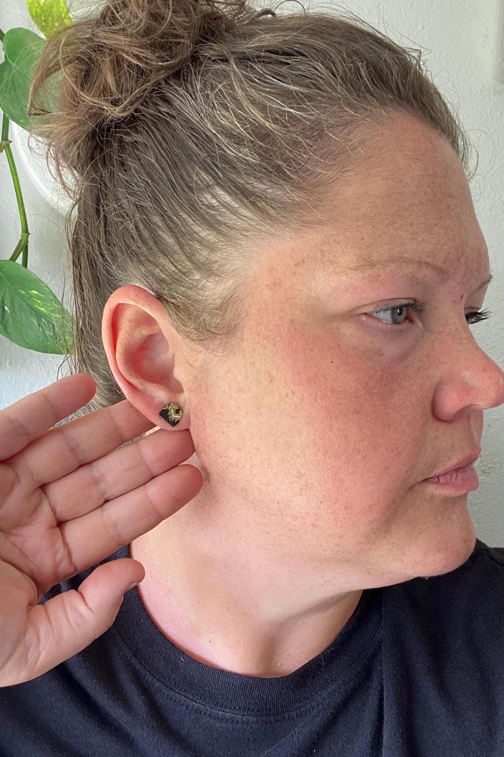 Vintage Recycled Tin Earrings, Stud Earrings