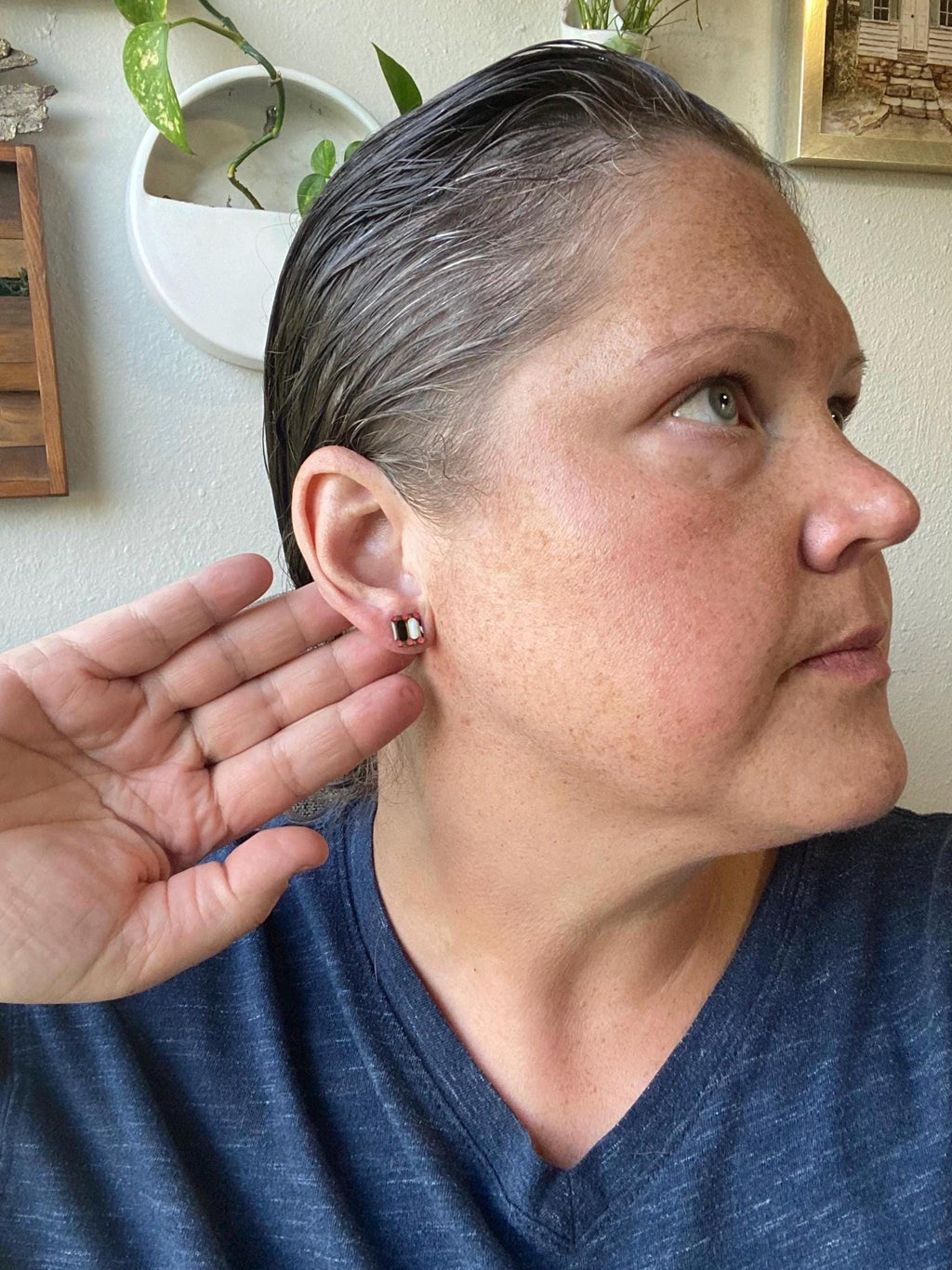 Vintage Recycled Tin Earrings, Stud Earrings