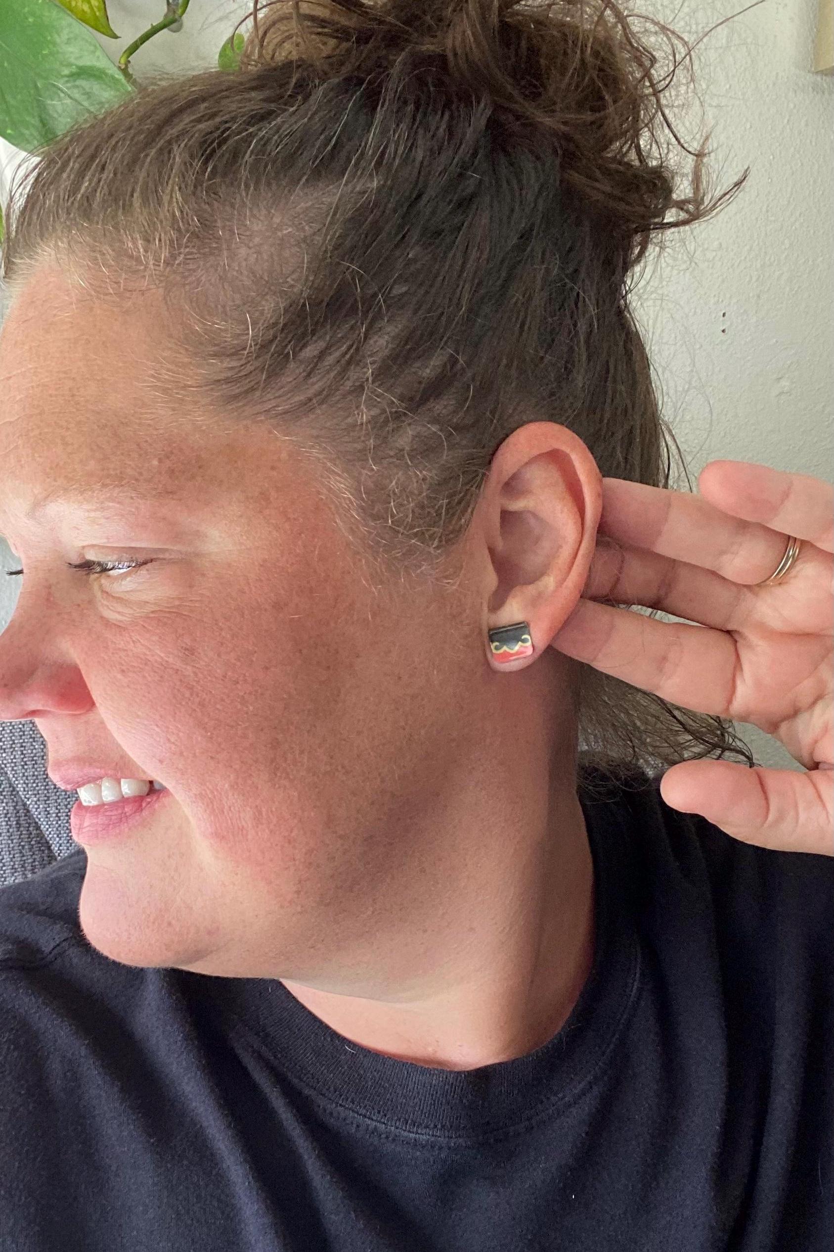 Vintage Recycled Tin Earrings, Stud Earrings