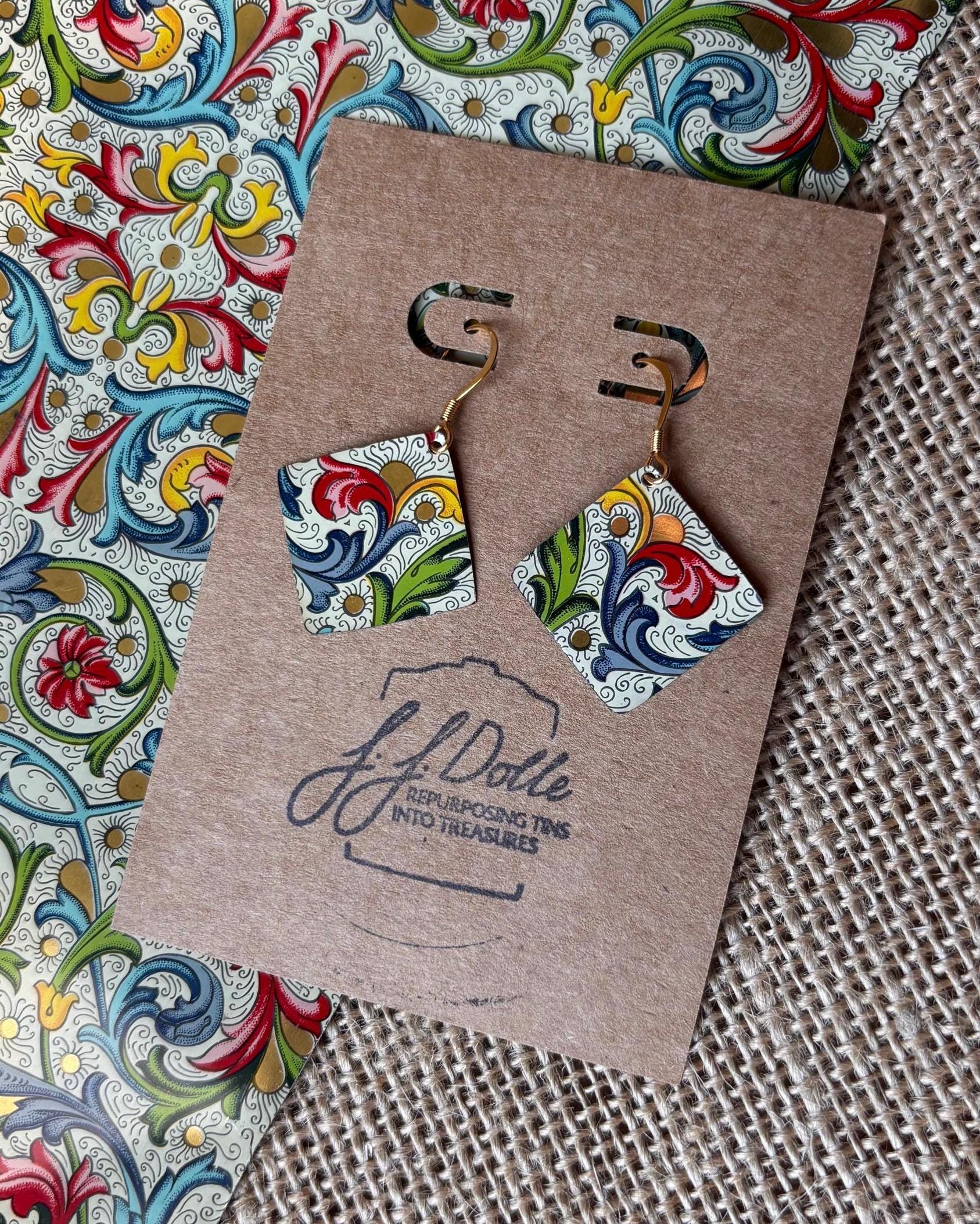 Eco-Friendly Earrings | Upcycled Vintage Tin Jewelry