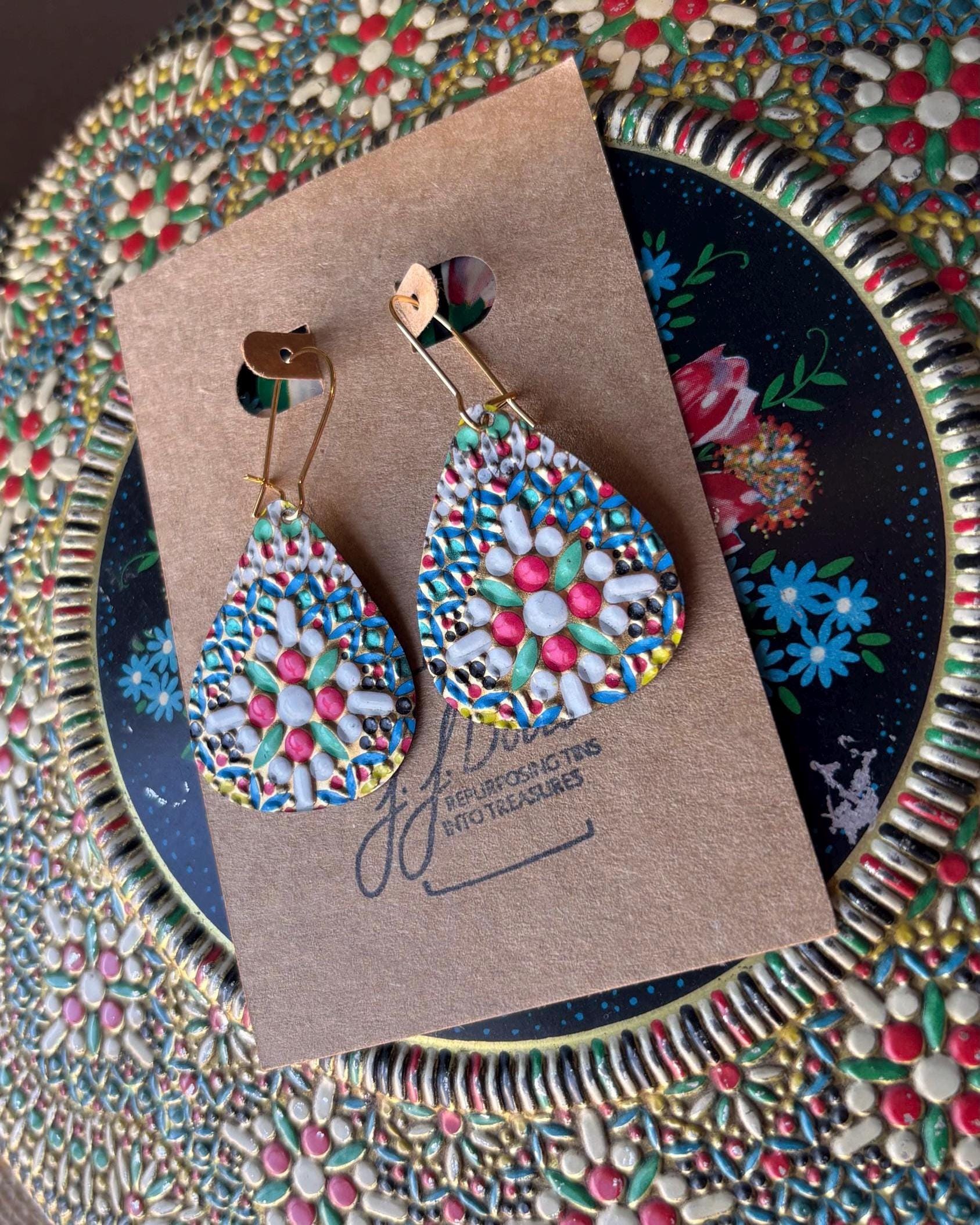 Eco-Friendly Earrings | Upcycled Vintage Tin Jewelry