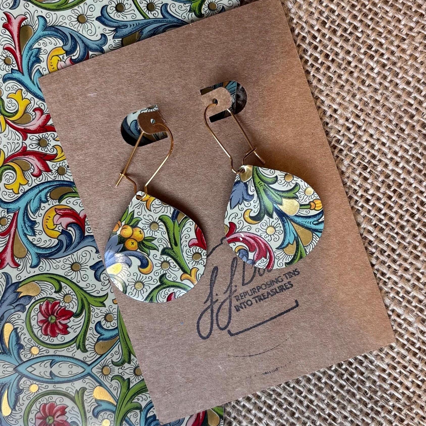 Eco-Friendly Earrings | Upcycled Vintage Tin Jewelry