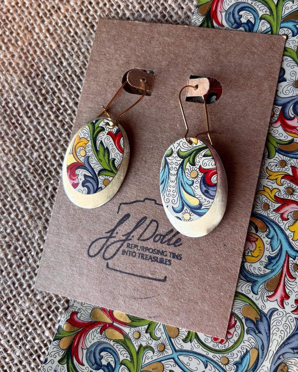 Eco-Friendly Earrings | Upcycled Vintage Tin Jewelry