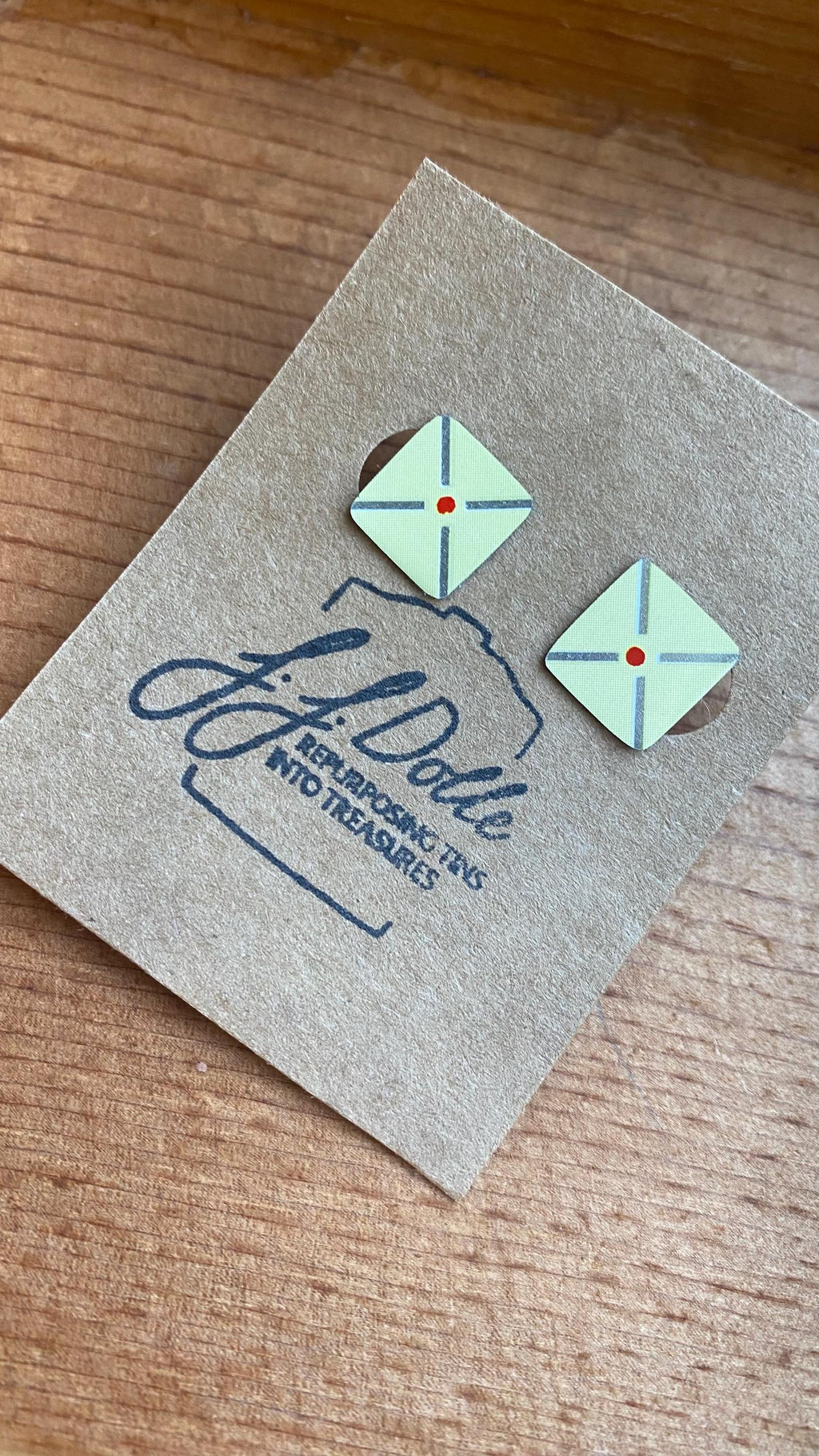 Vintage Recycled Tin Earrings, Stud Earrings