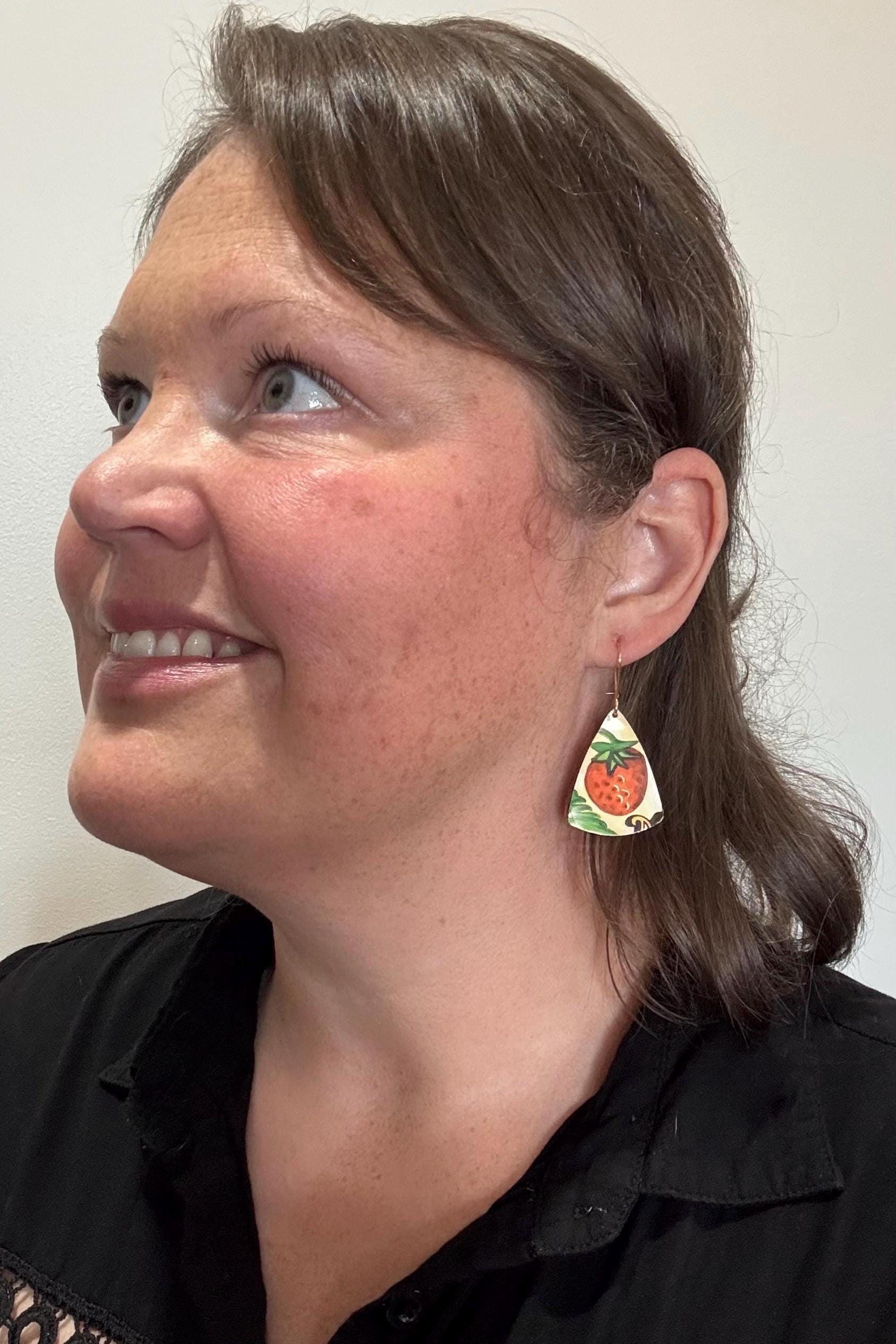 Eco-Friendly Earrings | Strawberry Vintage Tin Jewelry