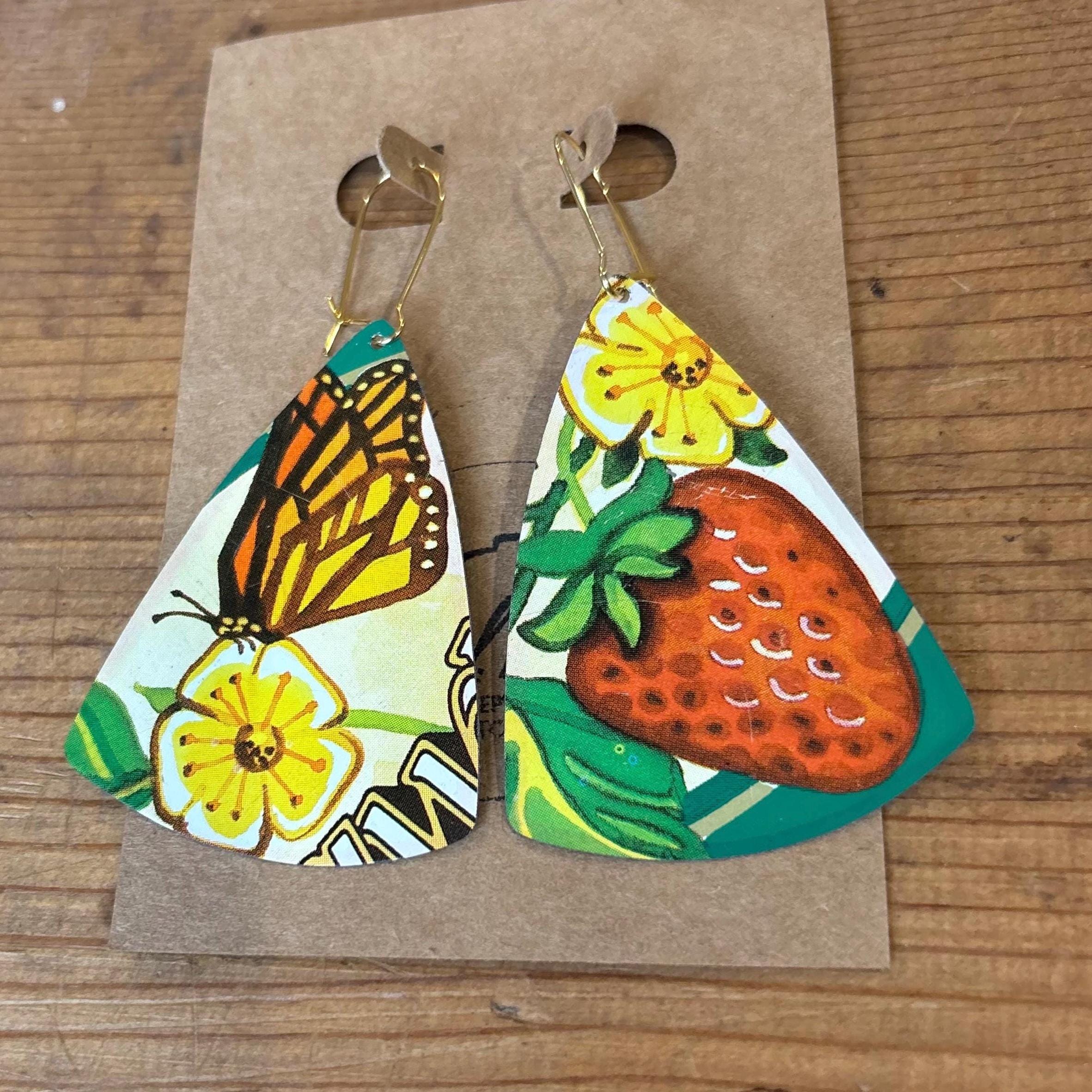 Eco-Friendly Earrings | Strawberry Vintage Tin Jewelry