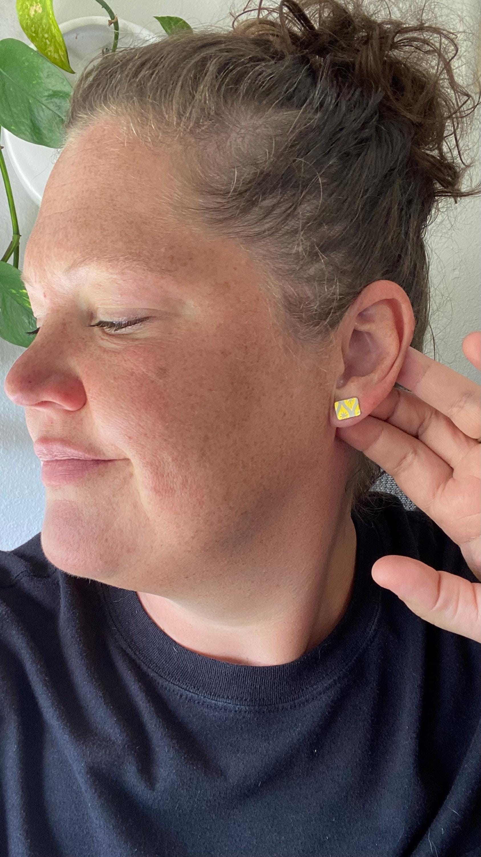 Vintage Recycled Tin Earrings, Stud Earrings