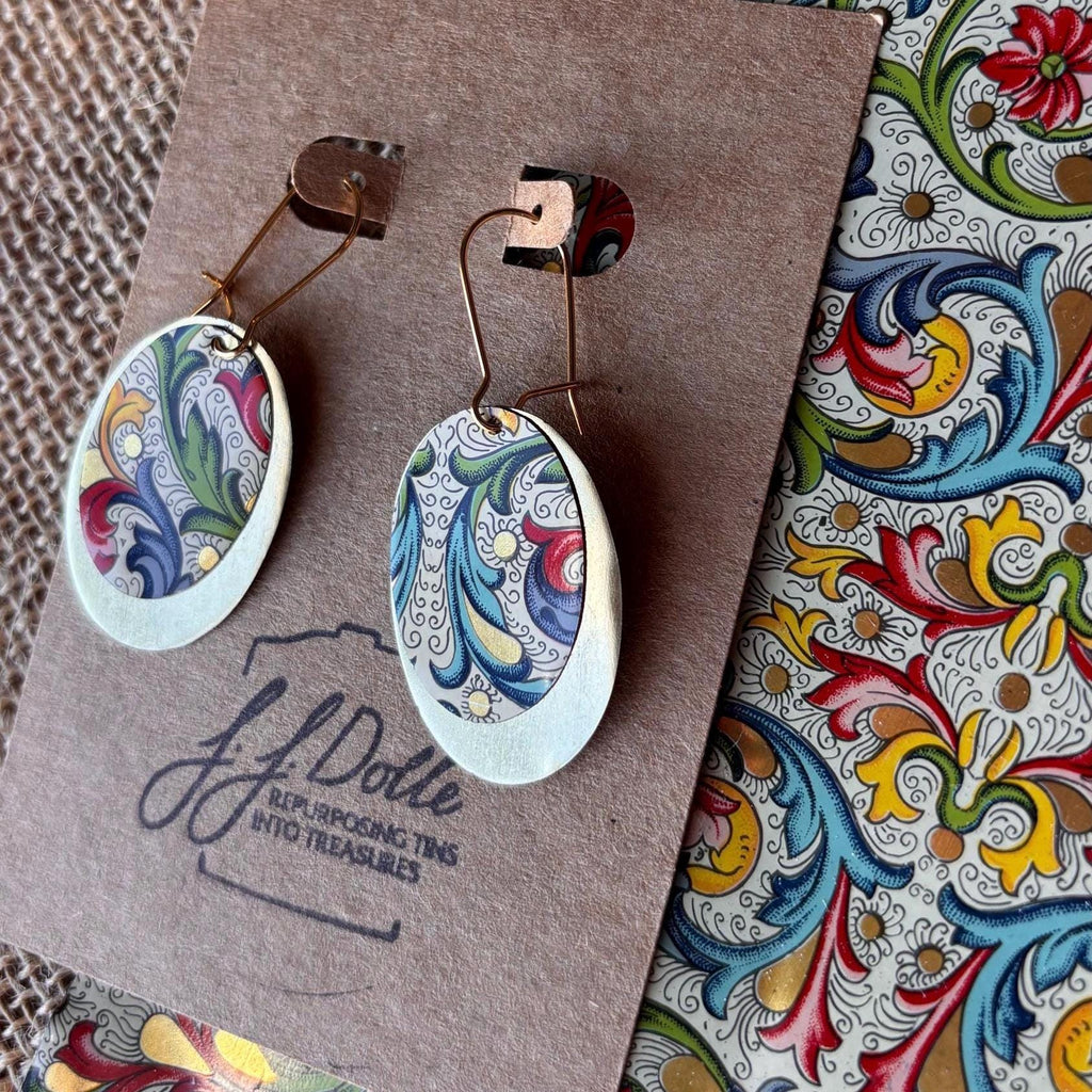Eco-Friendly Earrings | Upcycled Vintage Tin Jewelry