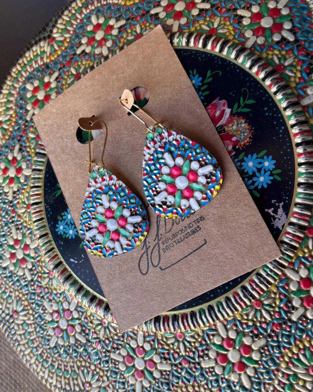 Eco-Friendly Earrings | Upcycled Vintage Tin Jewelry