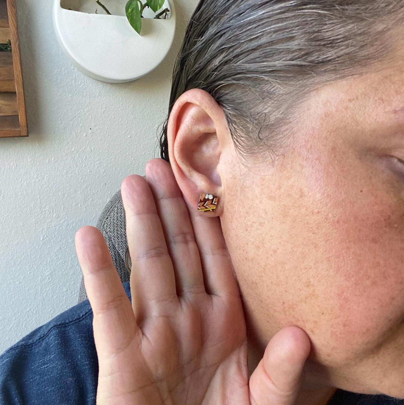 Vintage Recycled Tin Earrings, Stud Earrings