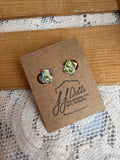 Vintage Recycled Tin Earrings, Stud Earrings