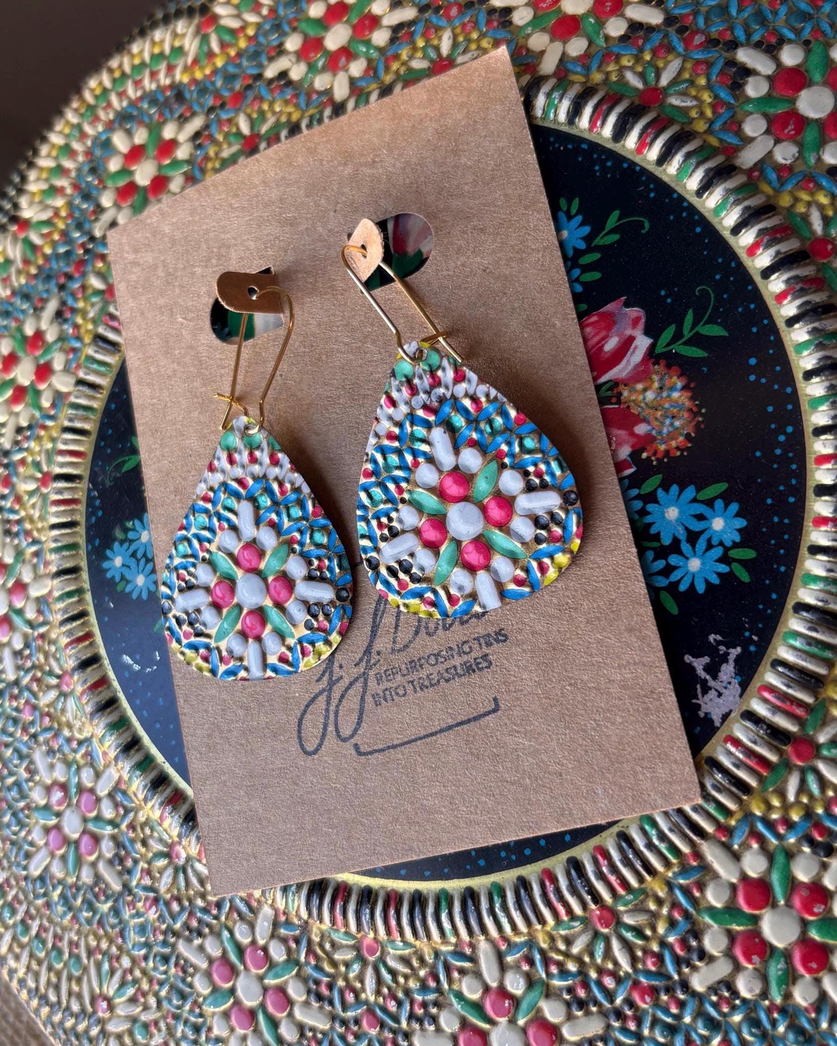 Eco-Friendly Earrings | Upcycled Vintage Tin Jewelry
