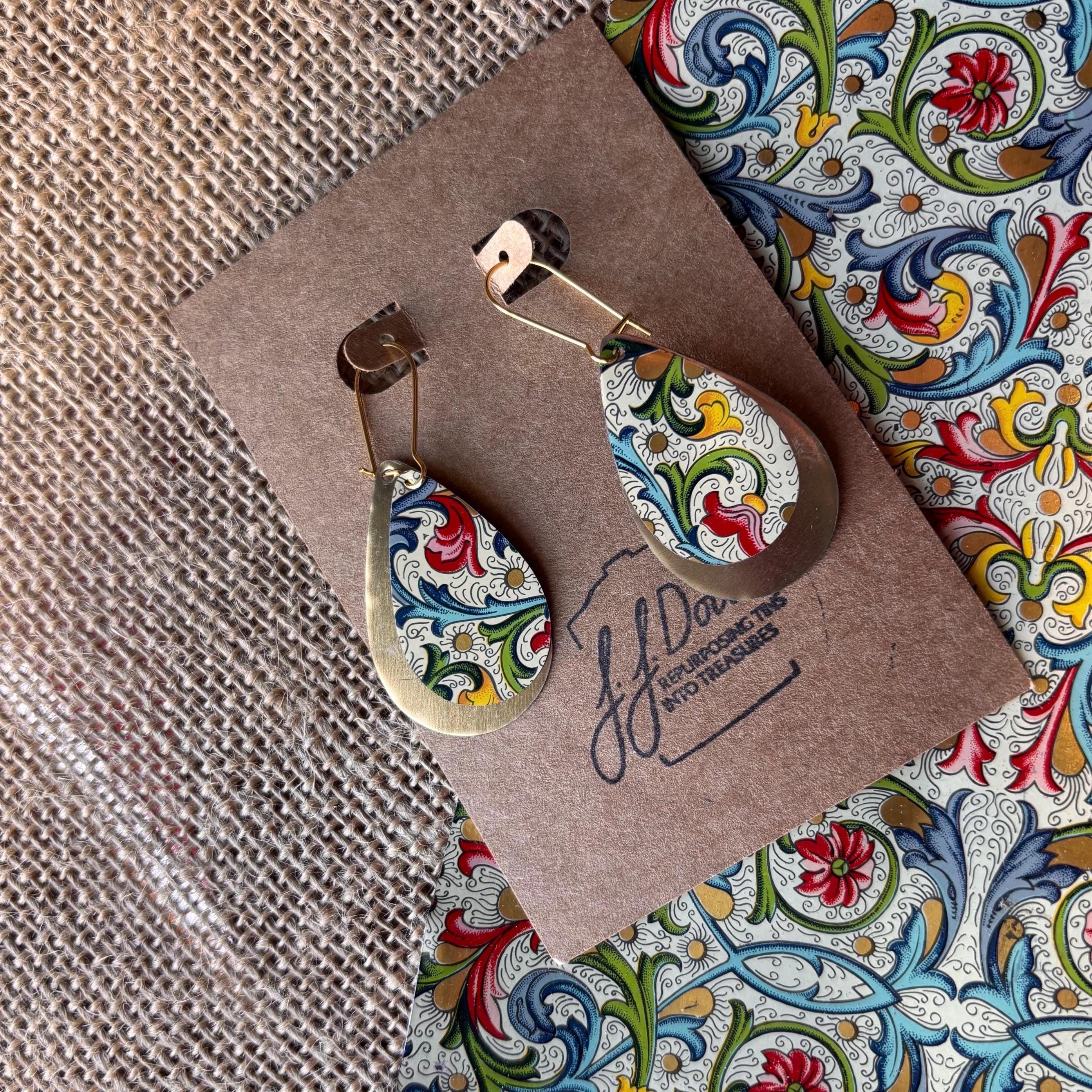 Eco-Friendly Earrings | Upcycled Vintage Tin Jewelry