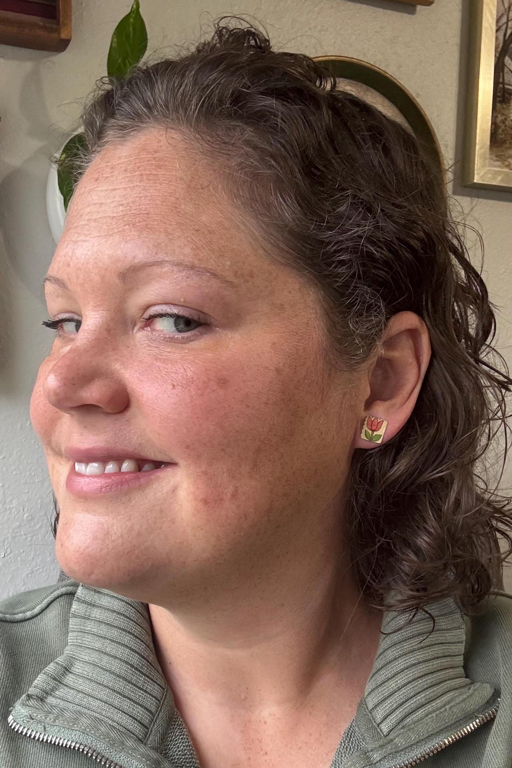 Vintage Recycled Tin Earrings, Stud Earrings