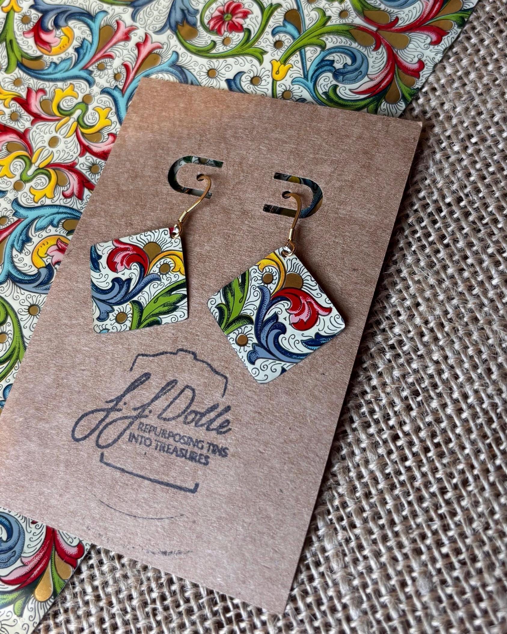 Eco-Friendly Earrings | Upcycled Vintage Tin Jewelry